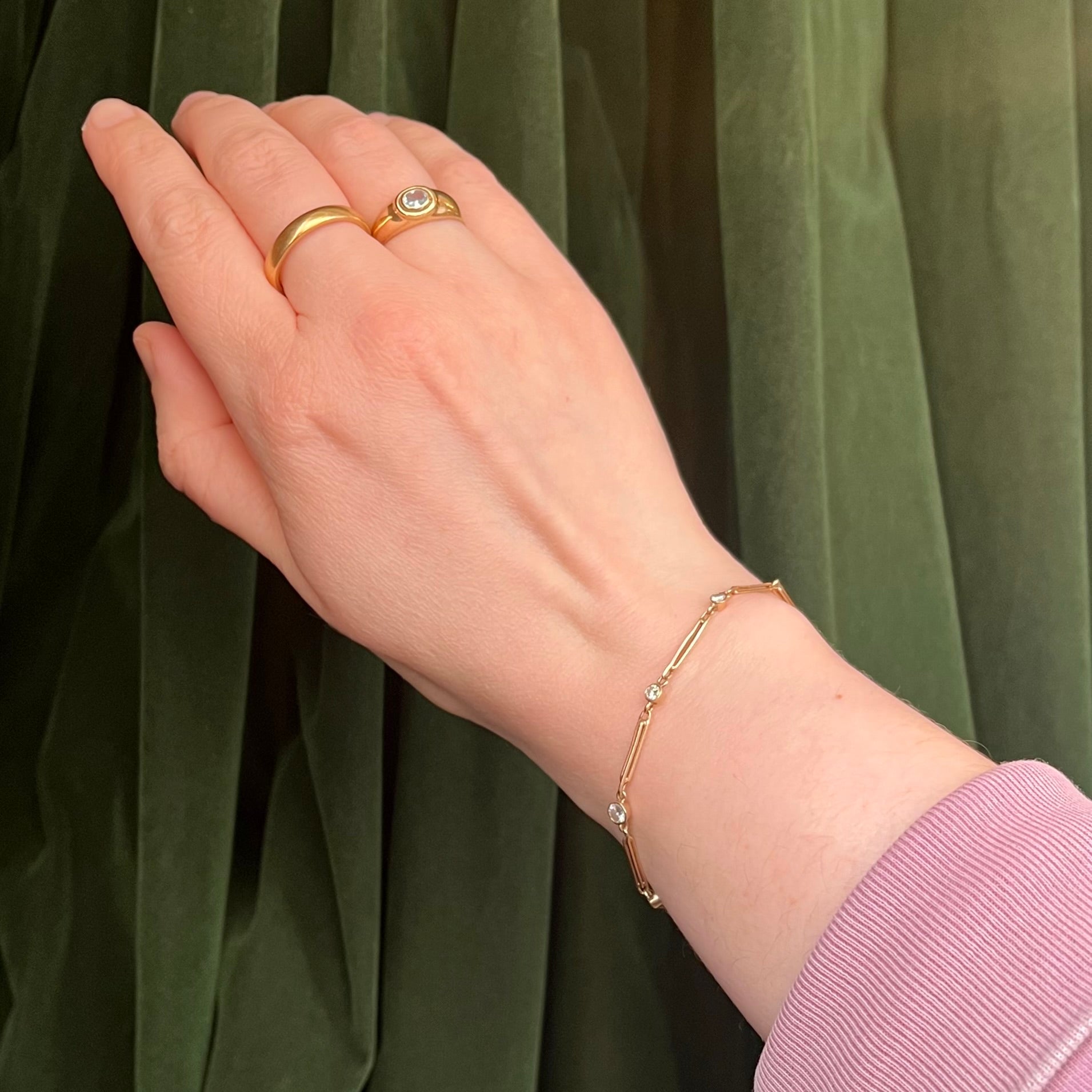 Vintage Diamond 14k Gold Station Bracelet