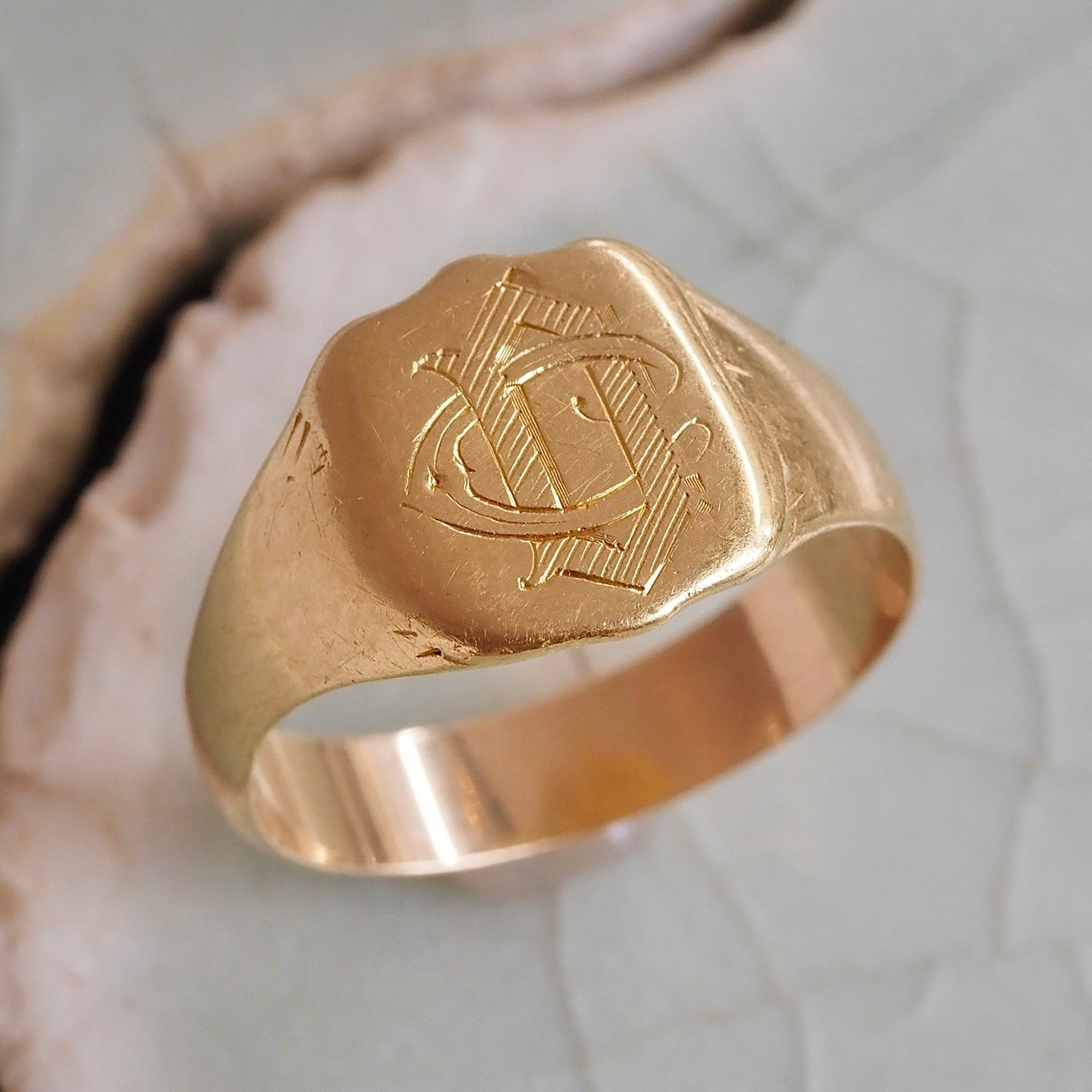 Antique 18k Gold “DC” Signet Ring