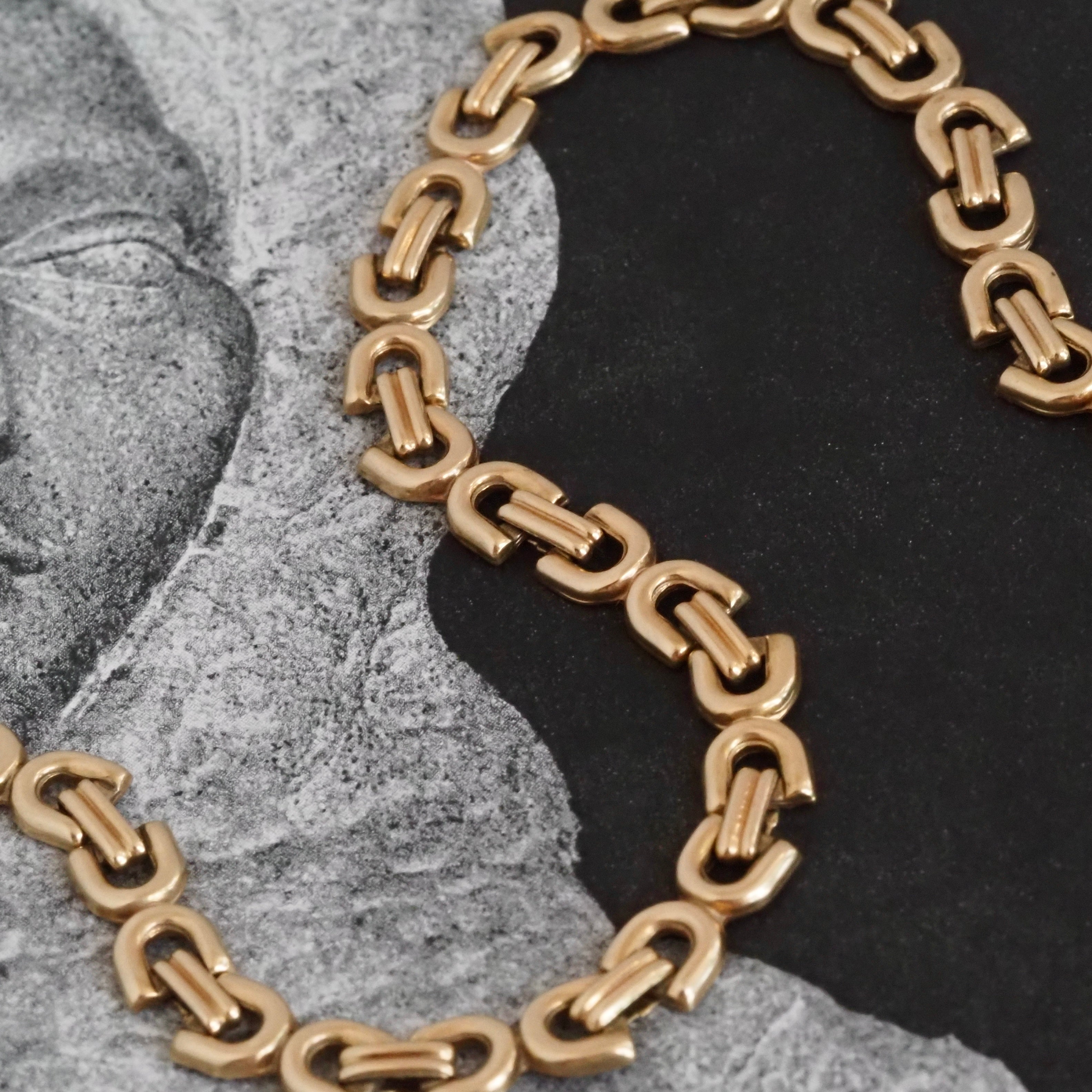 Vintage Italian Arc Link 14k Gold Bracelet