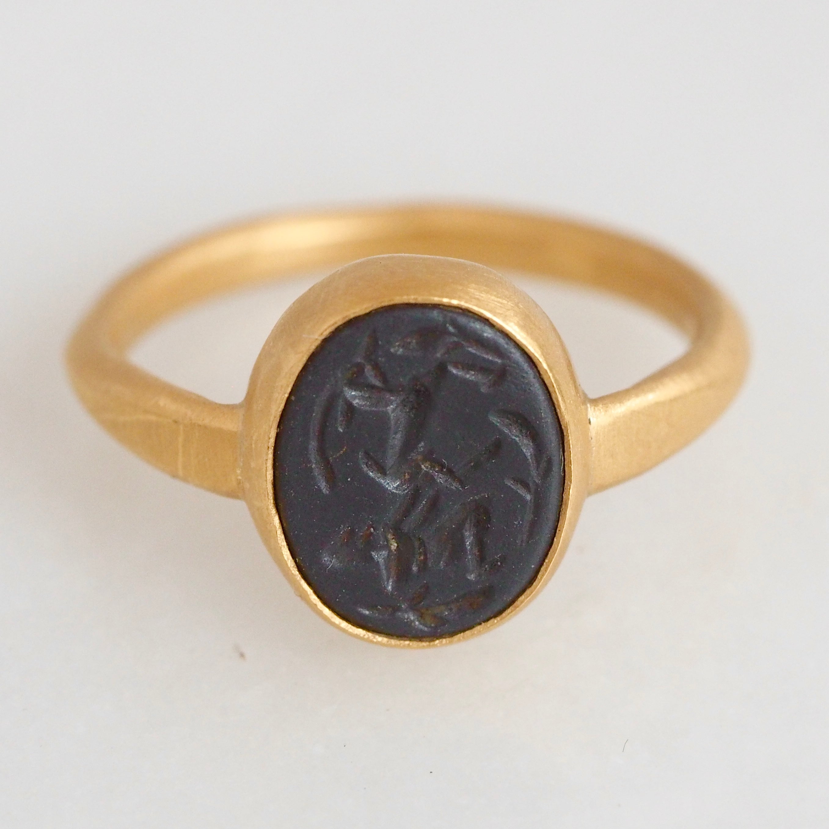 Matte 22k Gold Ceramic Intaglio Ring