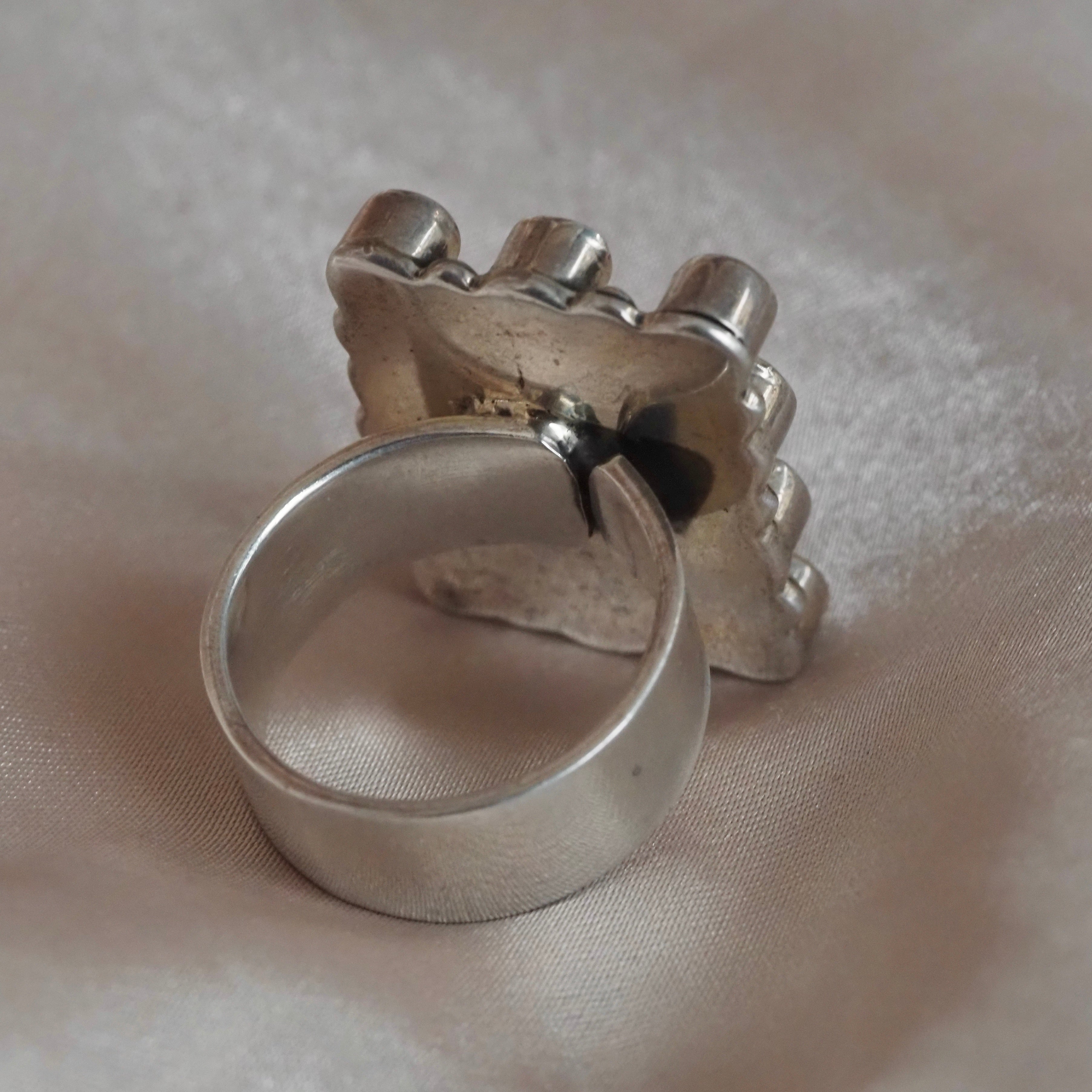 Vintage Sterling Silver Grid Ring