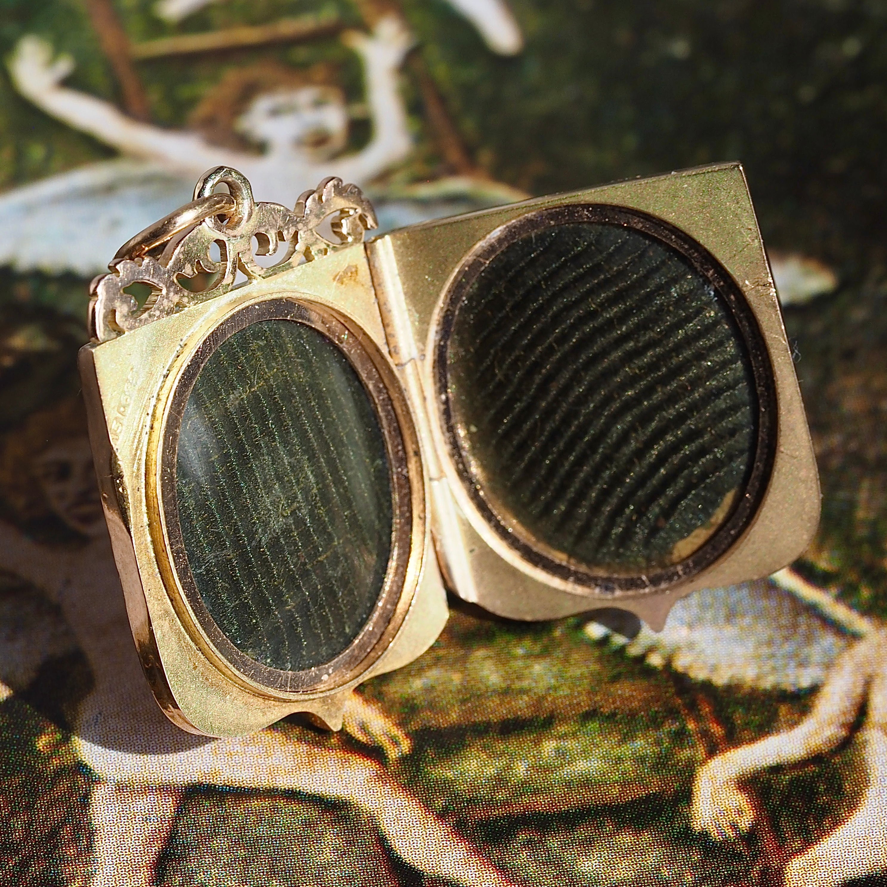 Antique English 15k Gold Diamond Starburst Locket