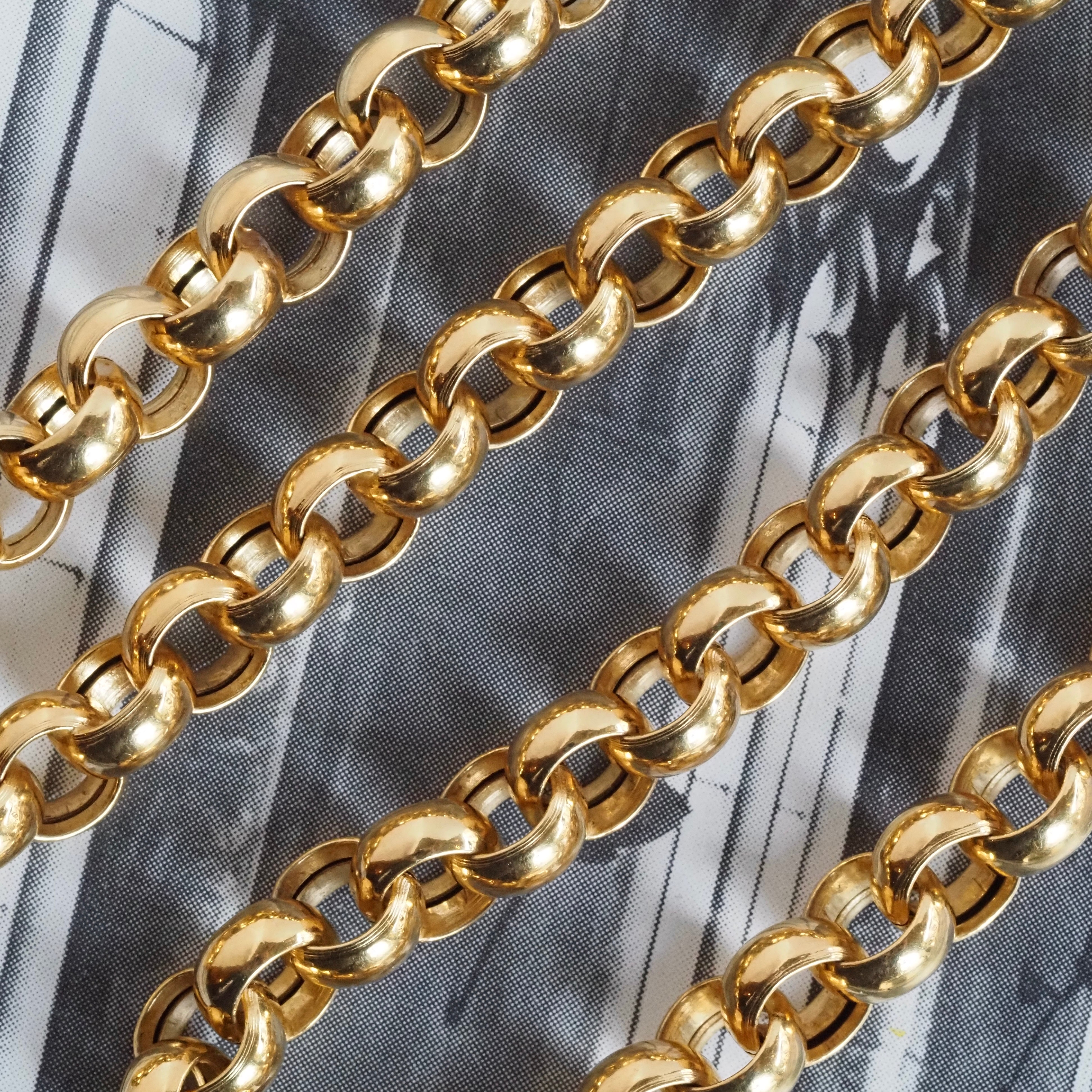 Vintage Italian 14k Gold Rolo Chain Necklace with Bolt Clasp