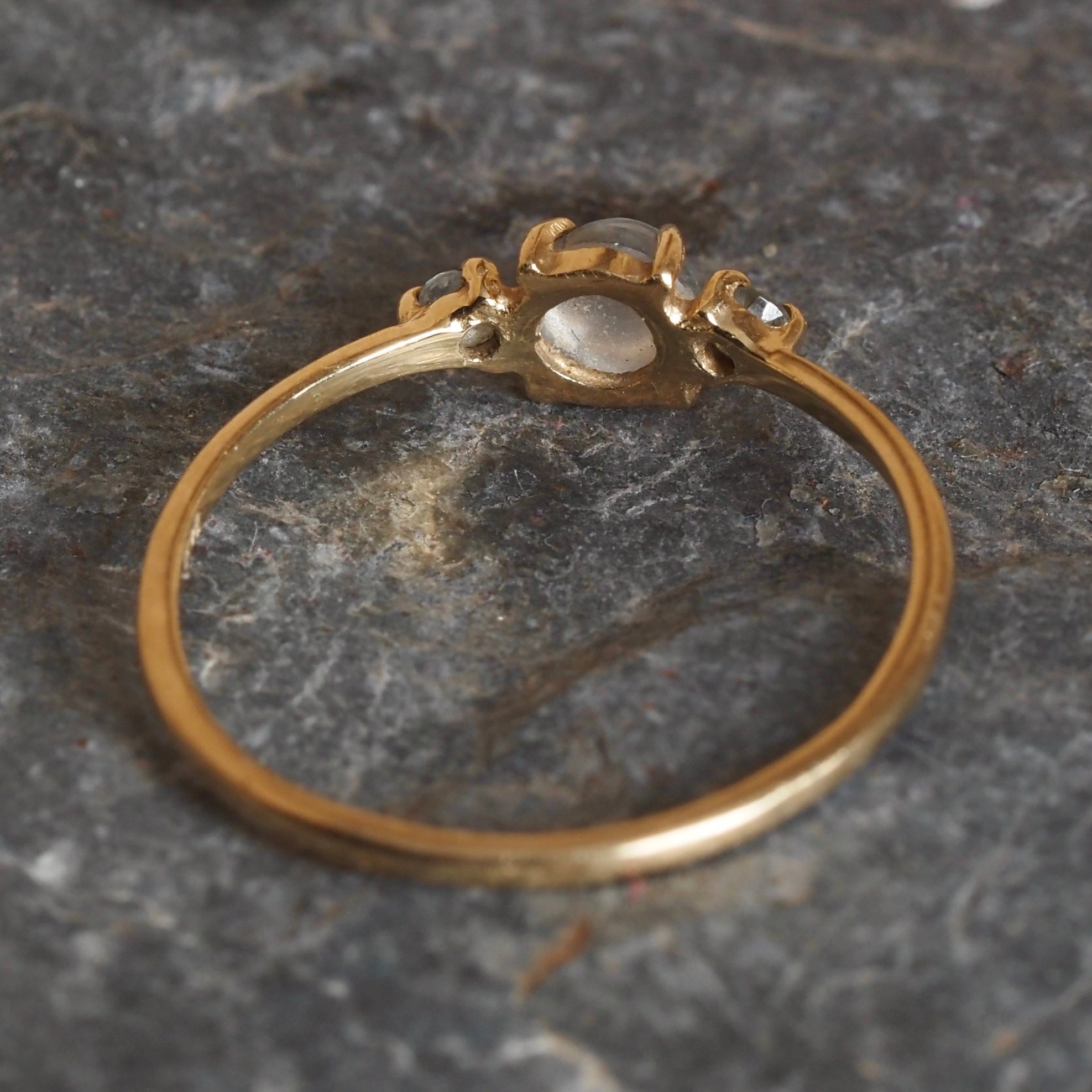 Moonstone and Aquamarine 14k Gold Ring