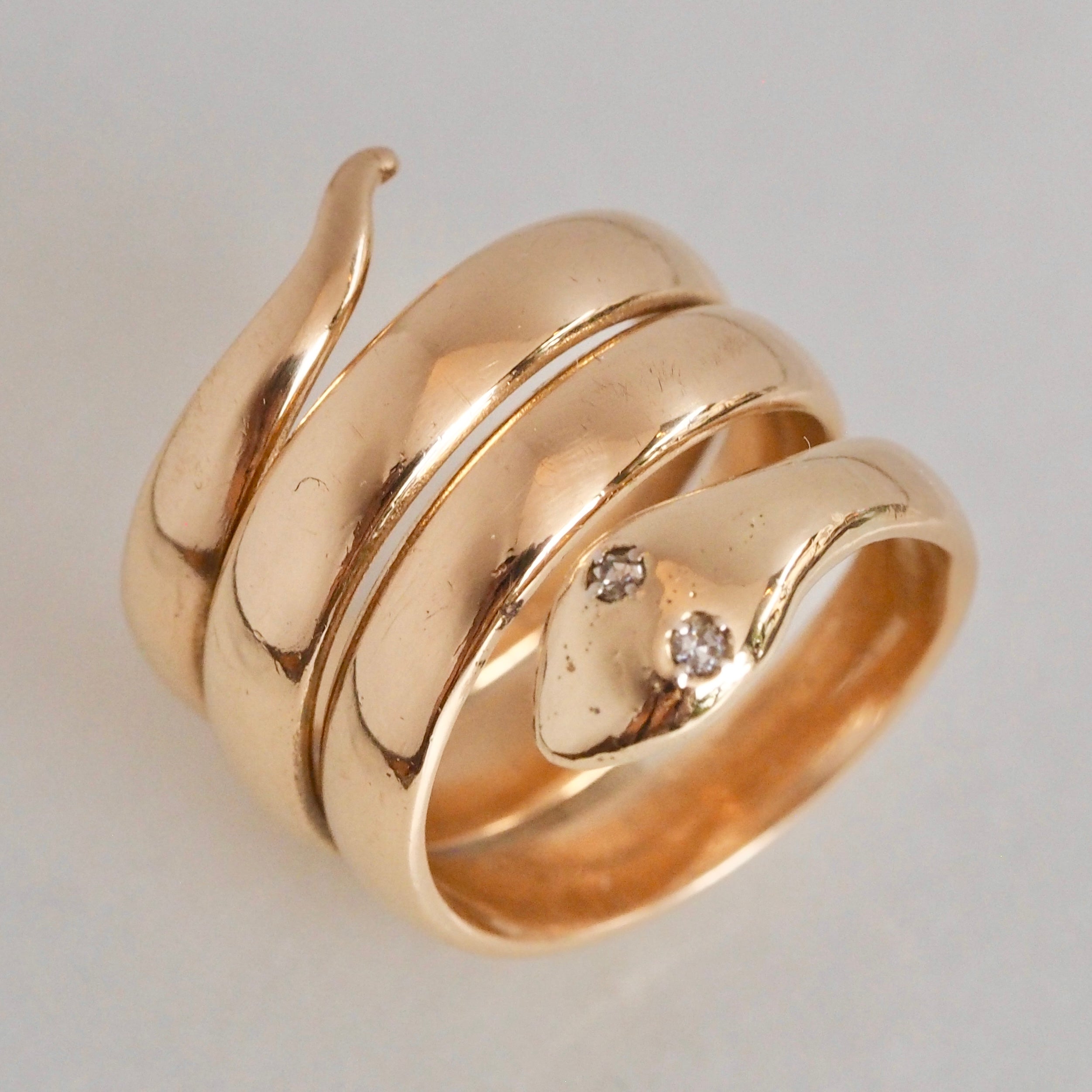 Vintage 14k Gold Diamond Snake Ring