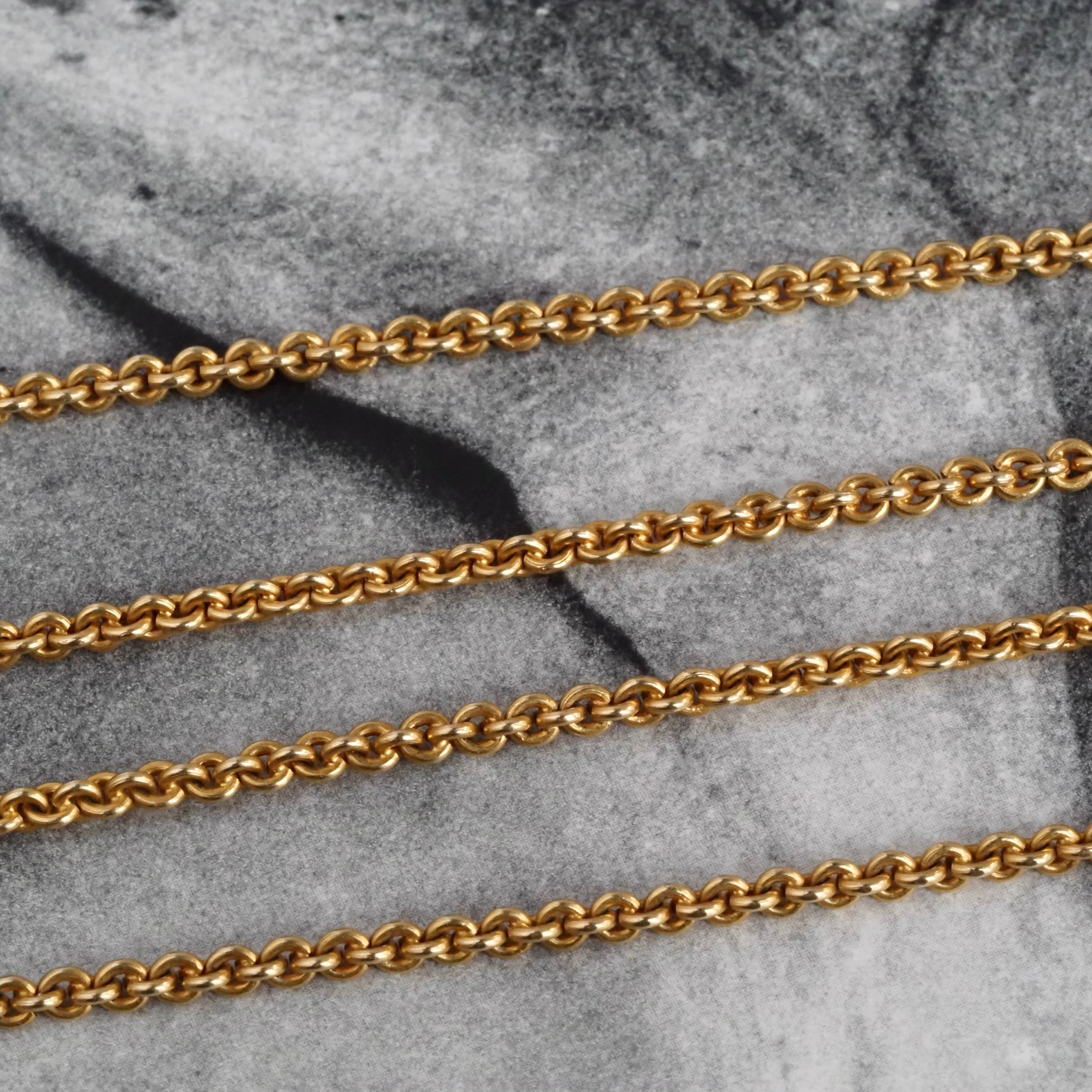 Vintage 18k Gold Cable Chain Necklace with 14k Gold Dog Clip
