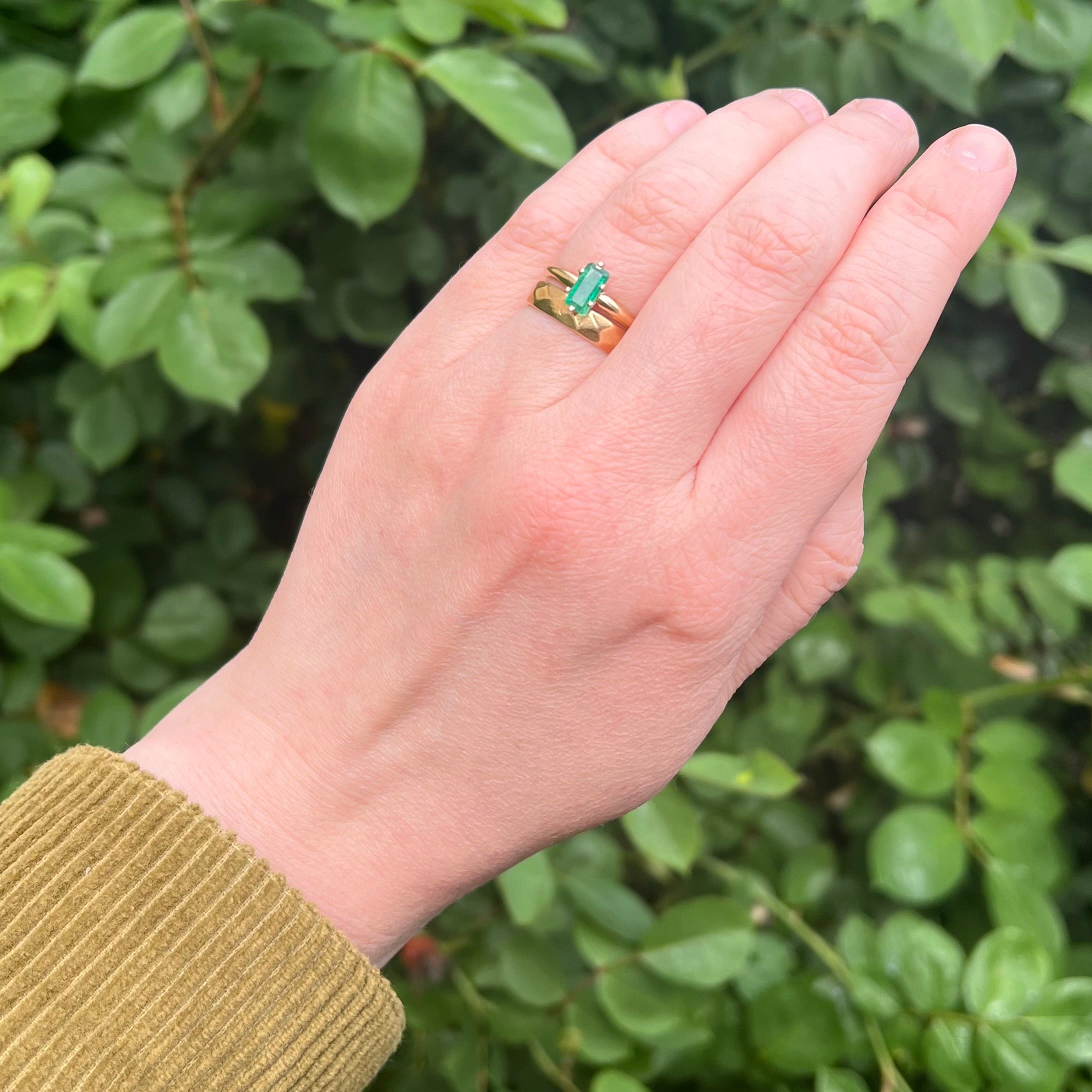 Vintage Natural Emerald 14k Gold Solitaire Ring