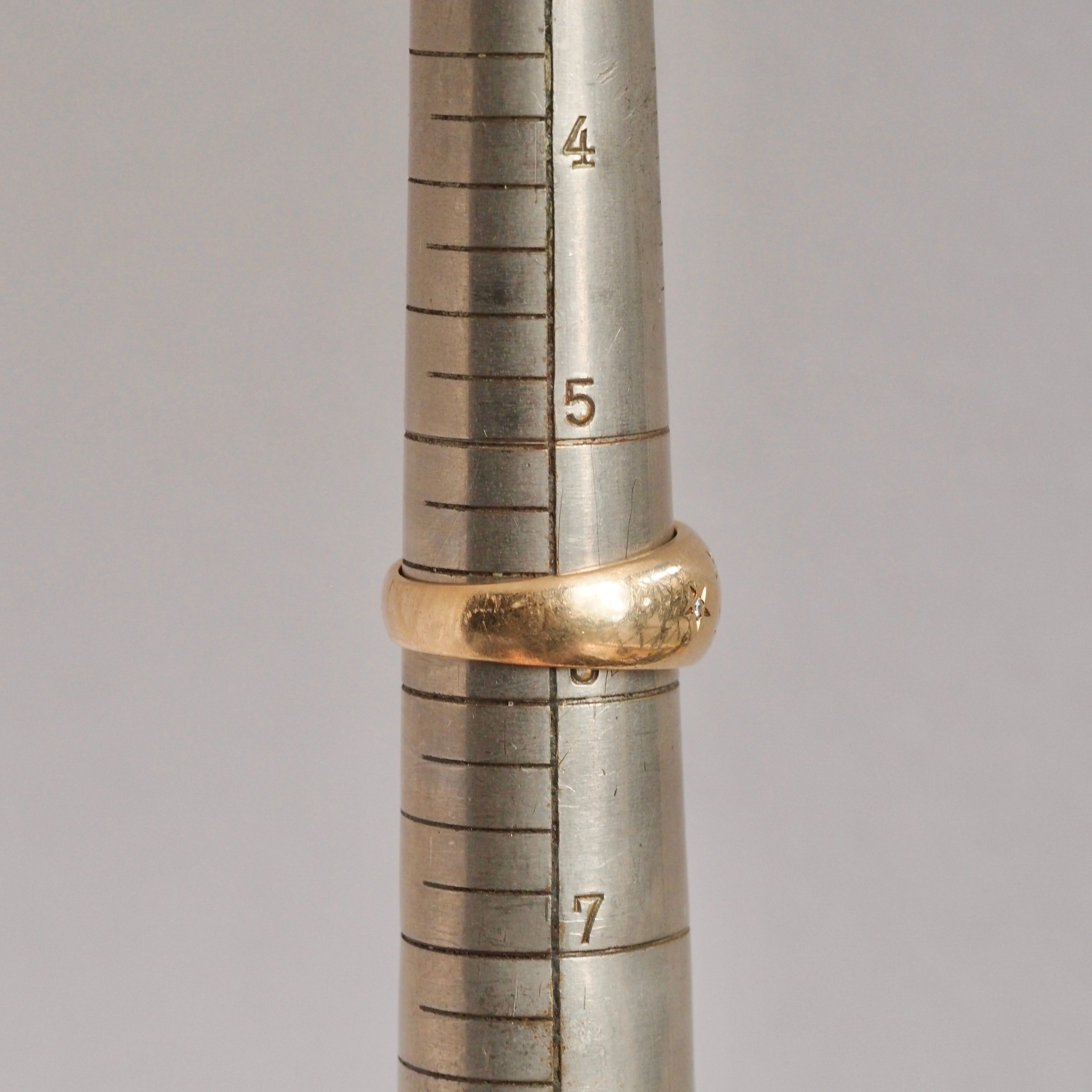 Midcentury Modern 14k Gold Diamond Starburst Dome Band