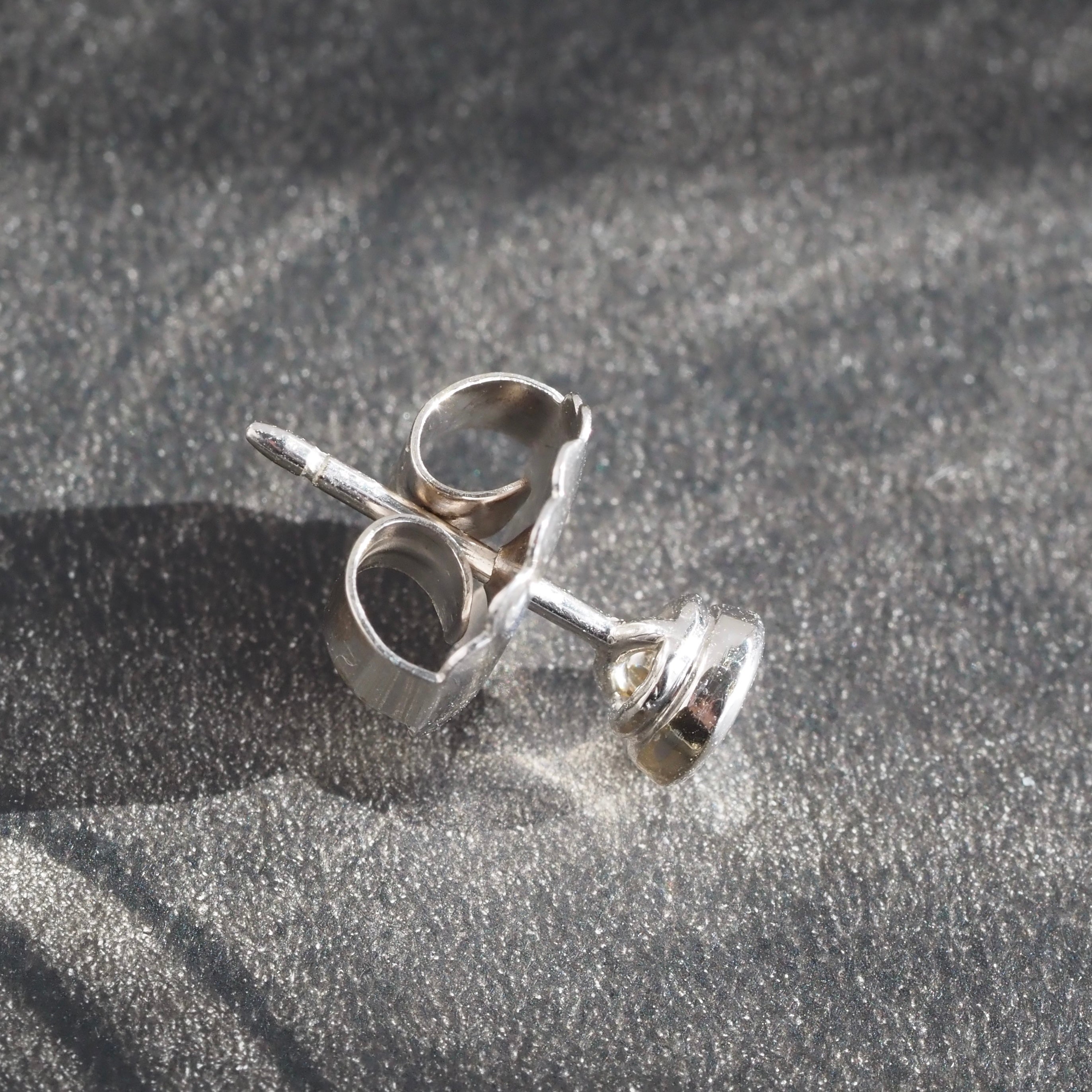 Vintage Diamond 18k White Gold Bezel Set Earrings