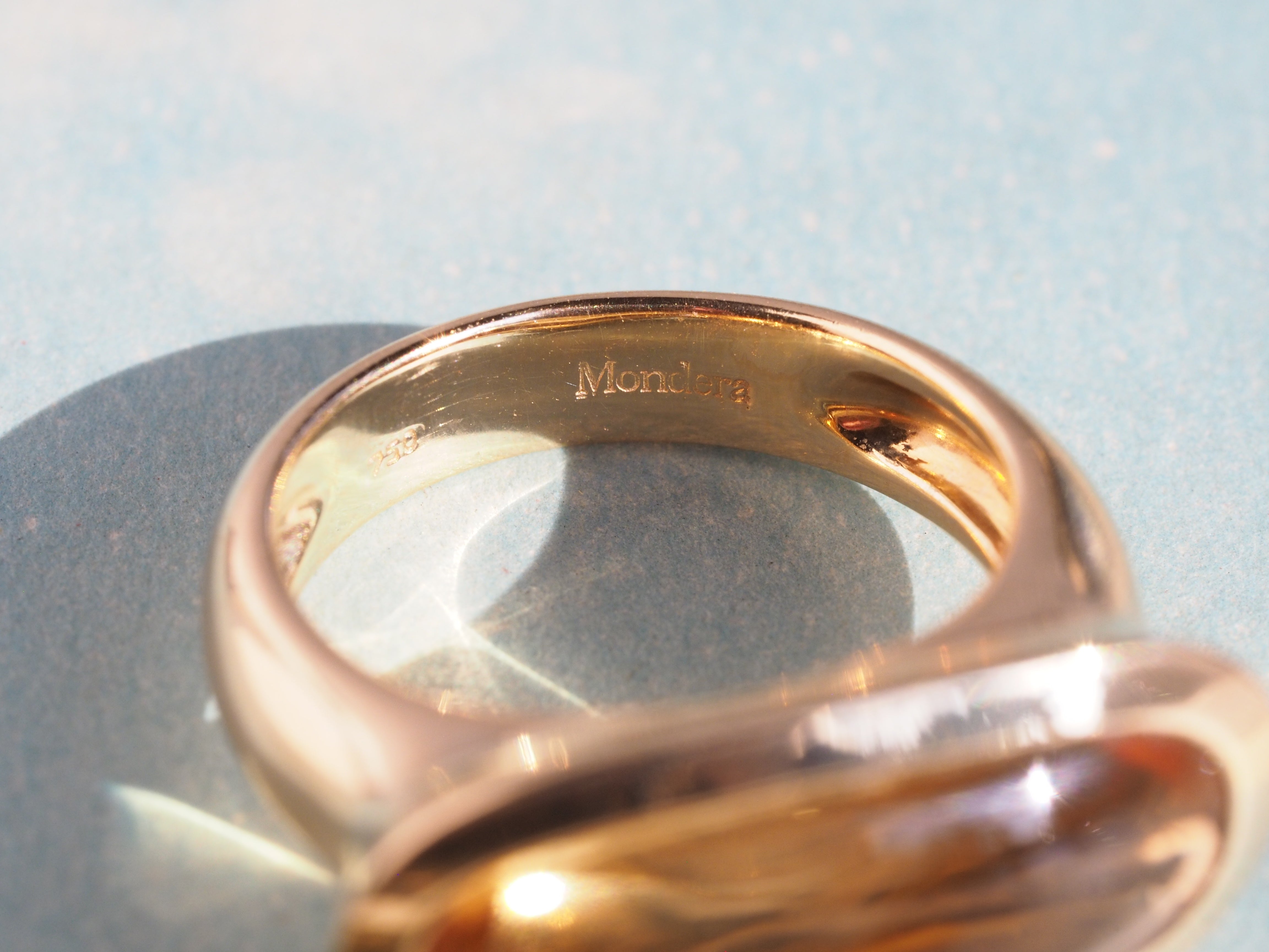 Vintage Italian 18k Gold Modernist Buff Cut Citrine Ring