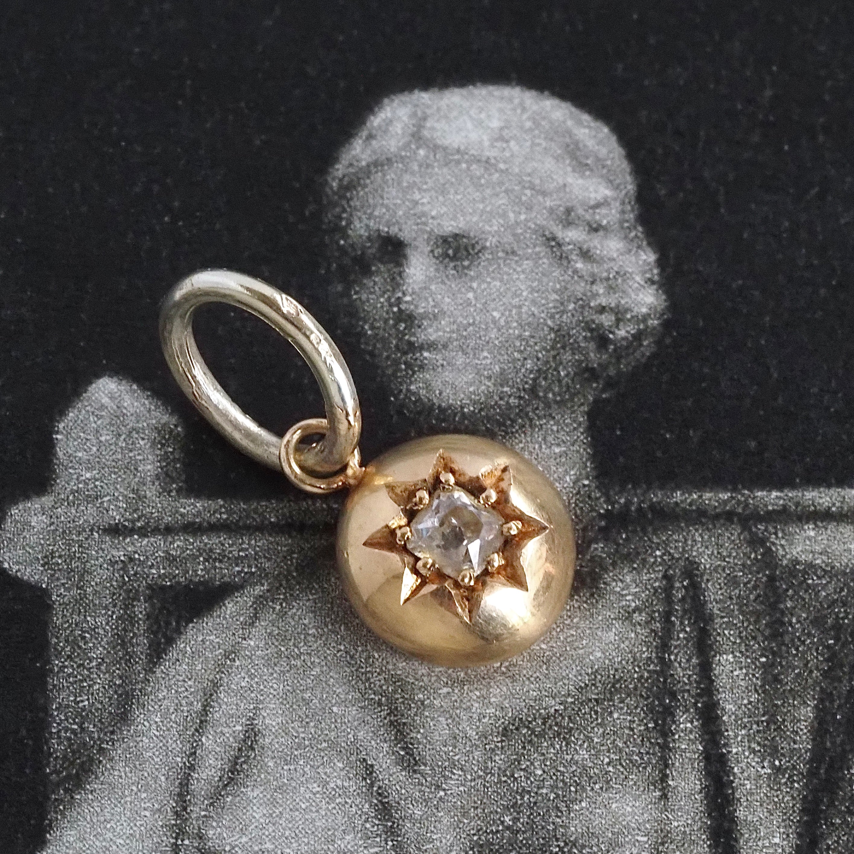 Antique Peruzzi Cut Diamond Starburst 18k & 14k Gold Pendant