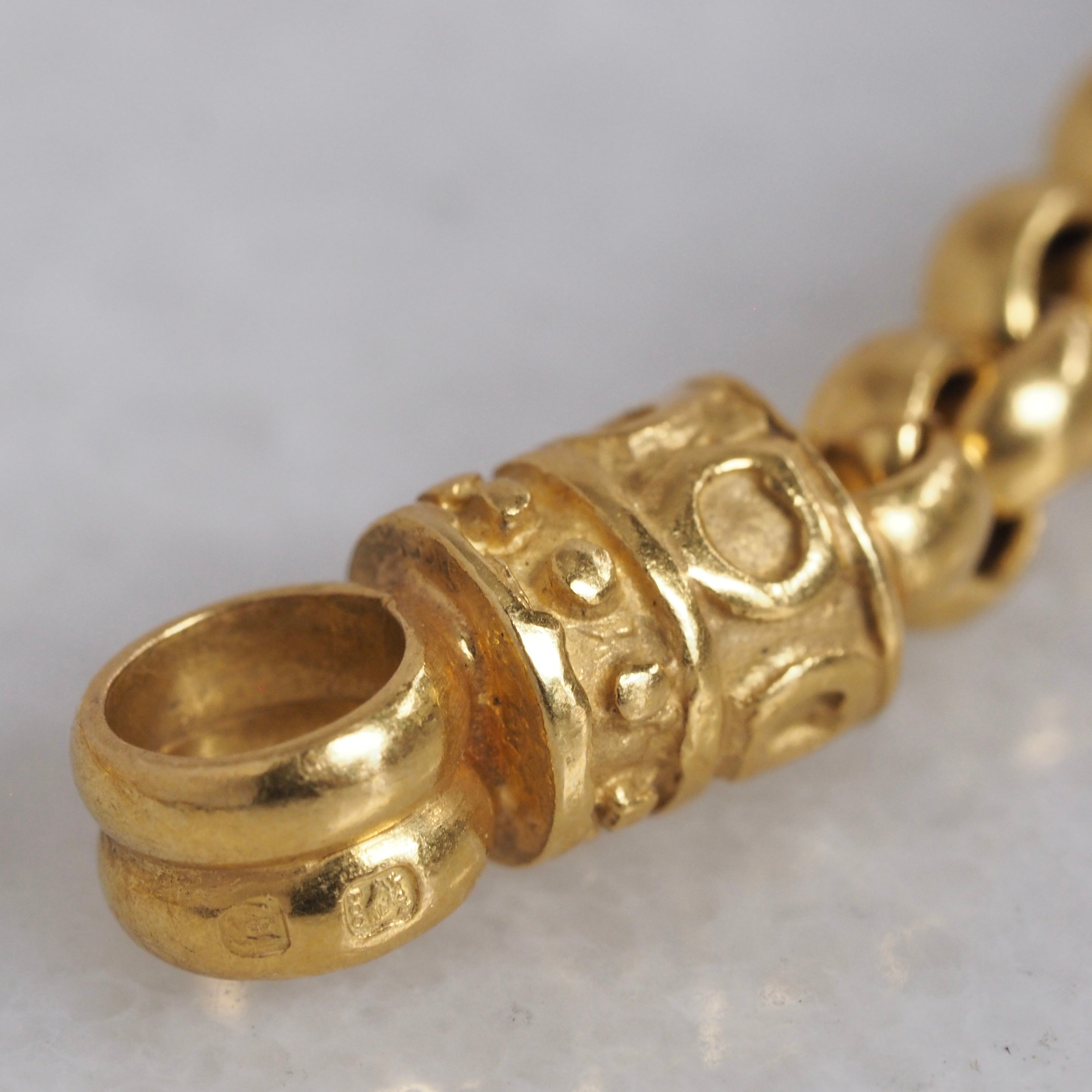 Vintage Portuguese 19k Gold Rolo Link Chain Bolt Clasp Necklace