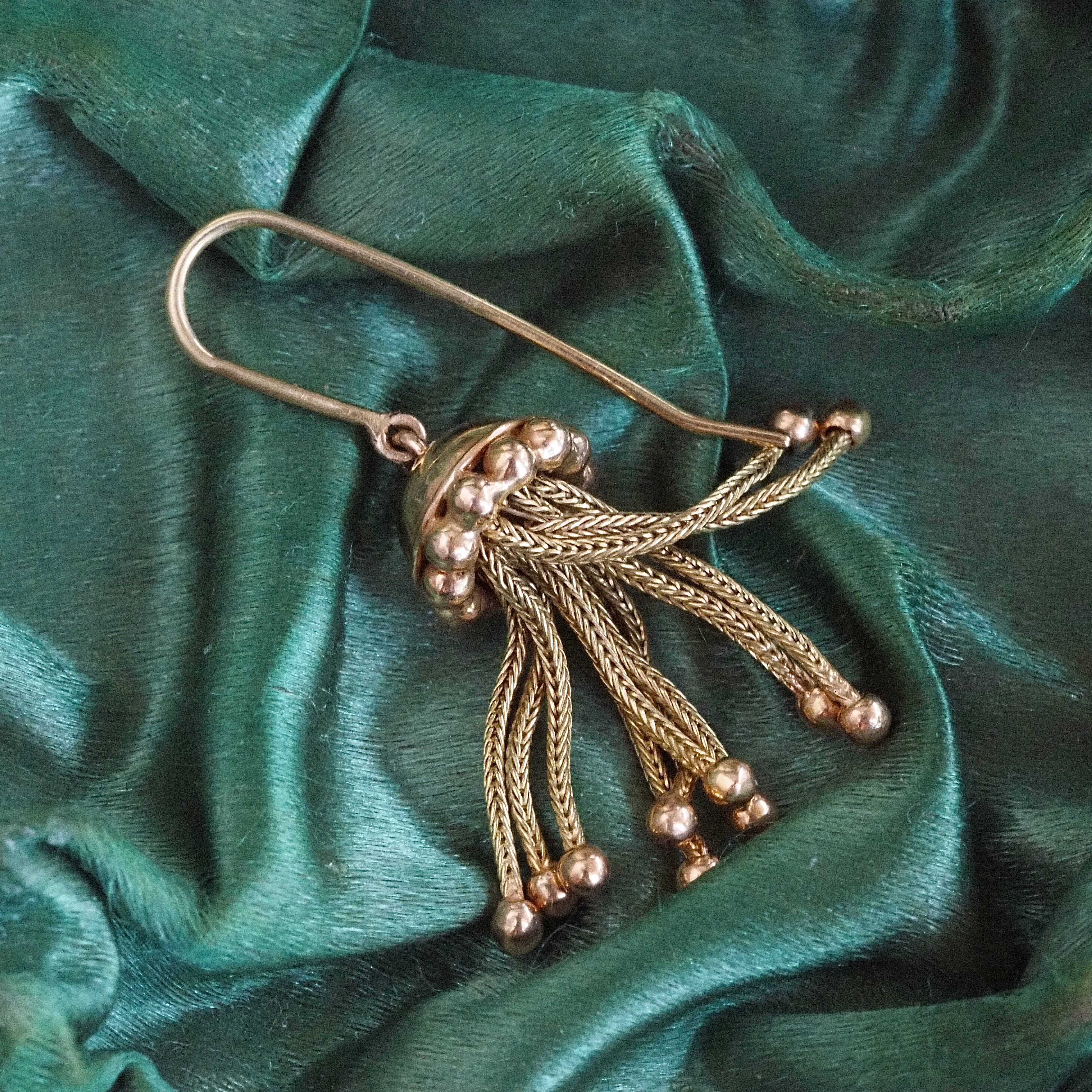 Vintage Victorian Style Tassel 18k Gold Earrings