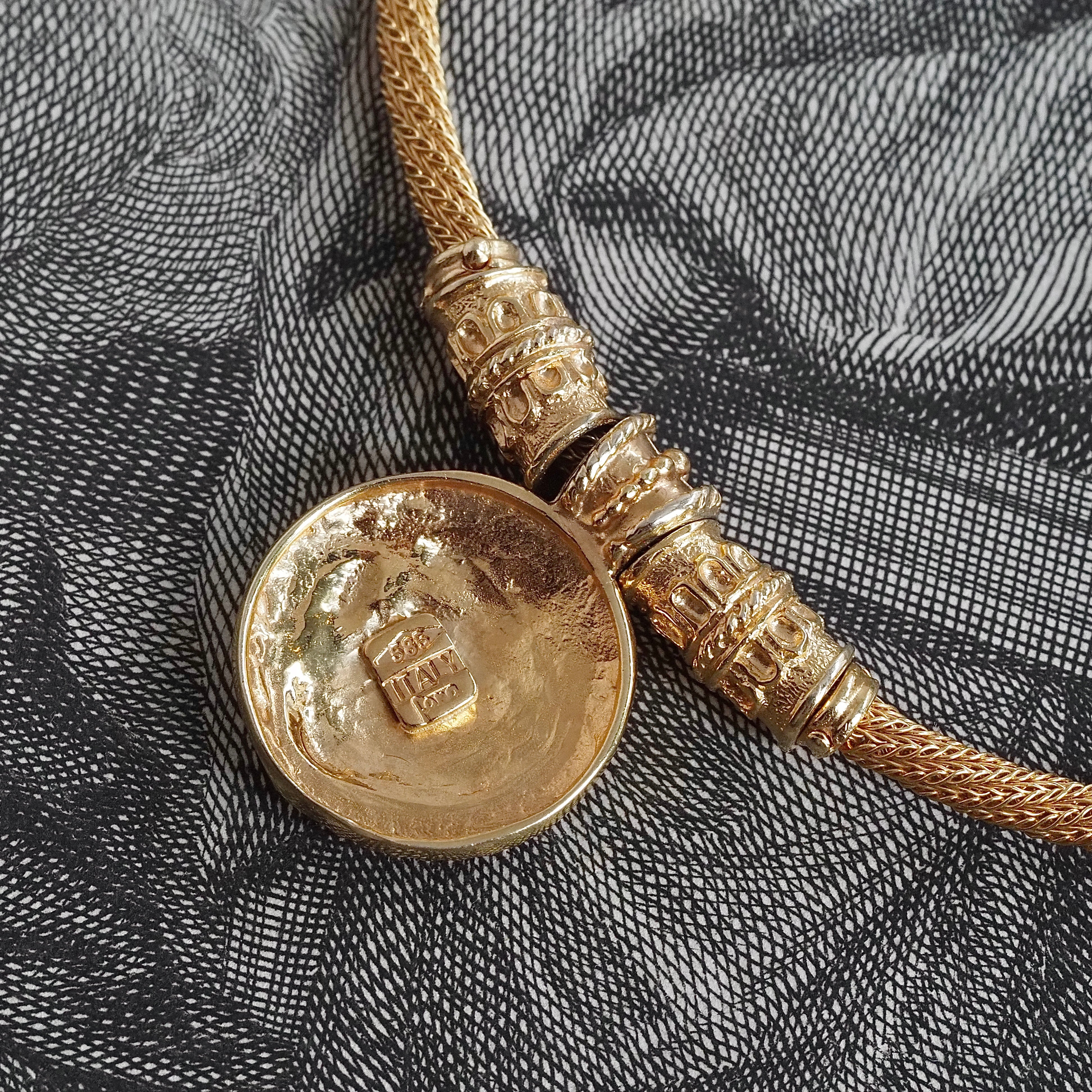 Vintage Italian Medusa 14k Gold Ancient Style Necklace