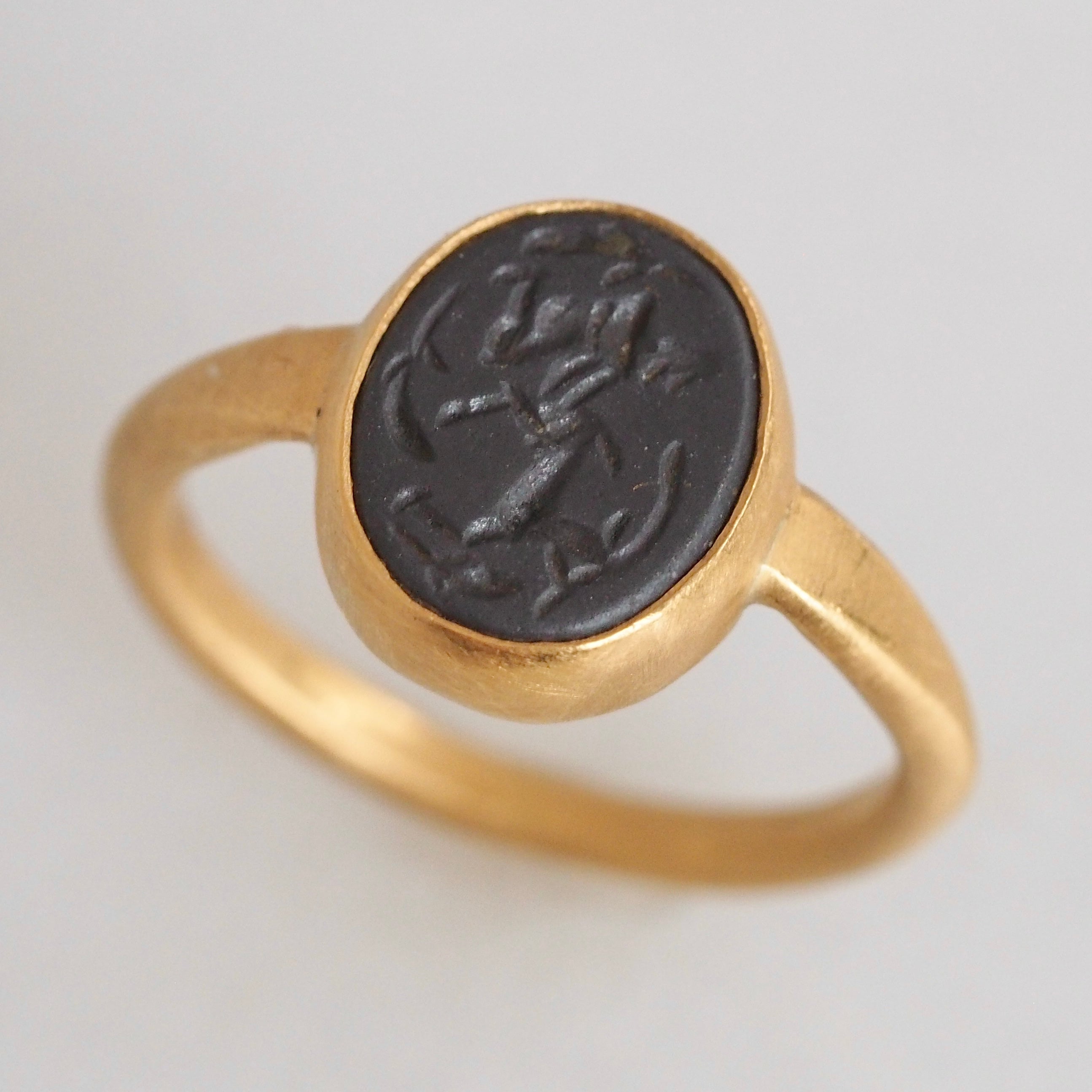 Matte 22k Gold Ceramic Intaglio Ring