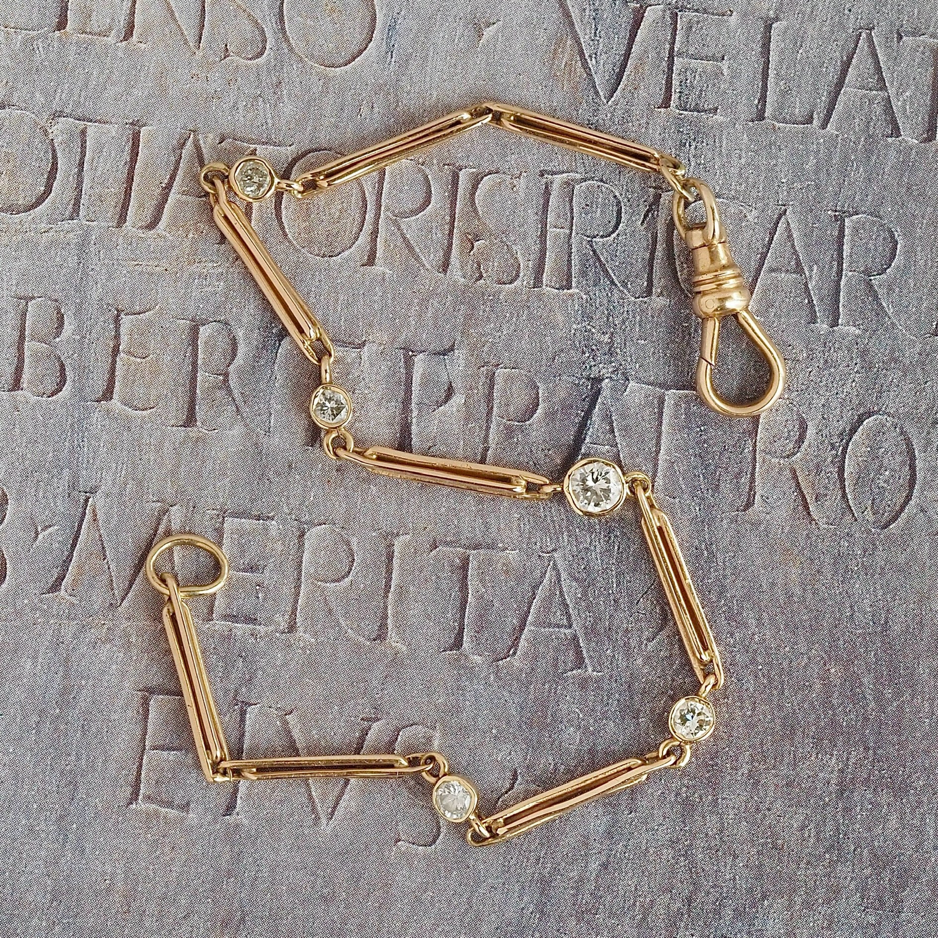 Vintage Diamond 14k Gold Station Bracelet