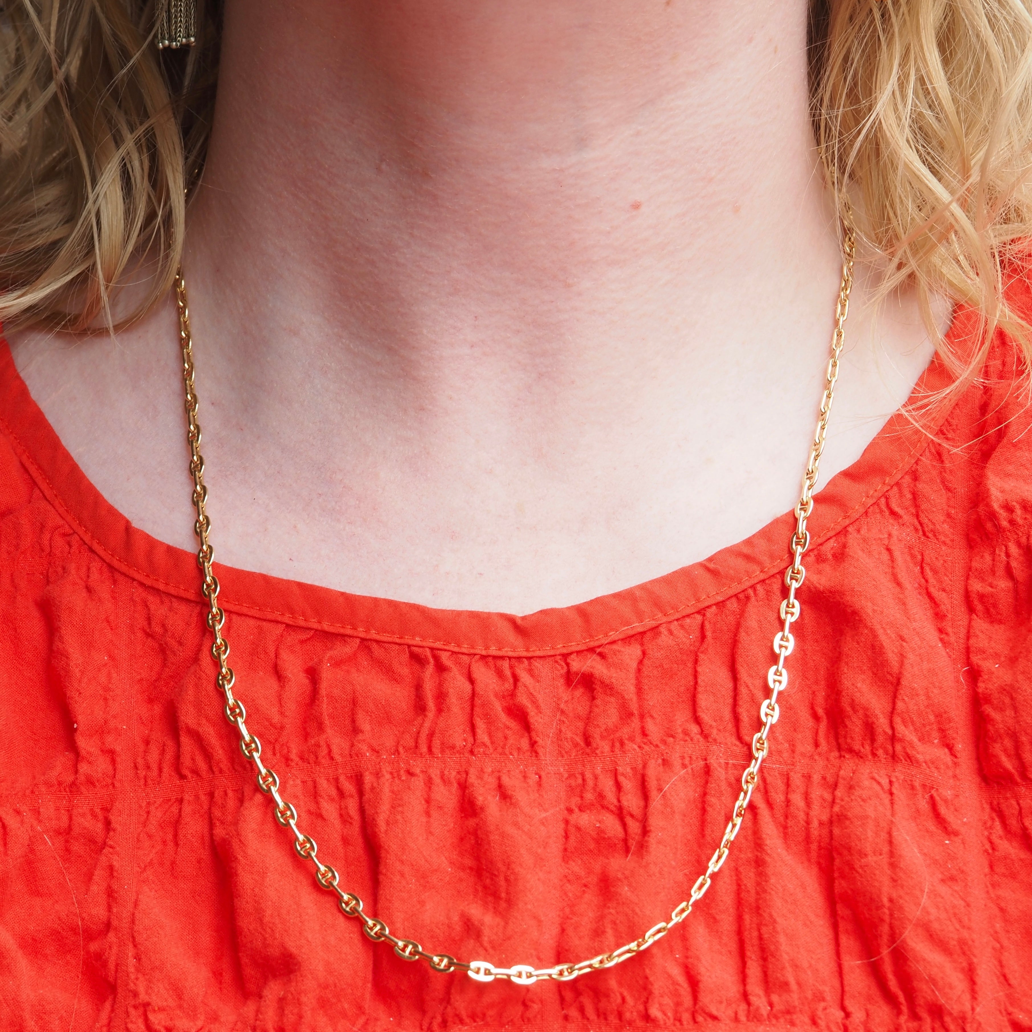 Vintage Mariner Link 14k Gold Chain Necklace