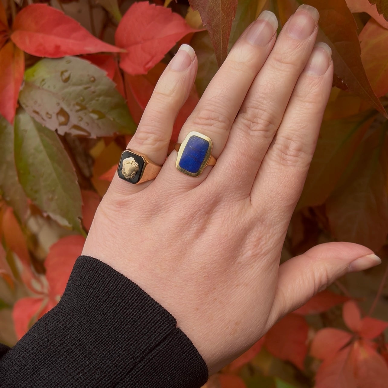 Antique Onyx Crest with Shield 10k Gold Signet Ring