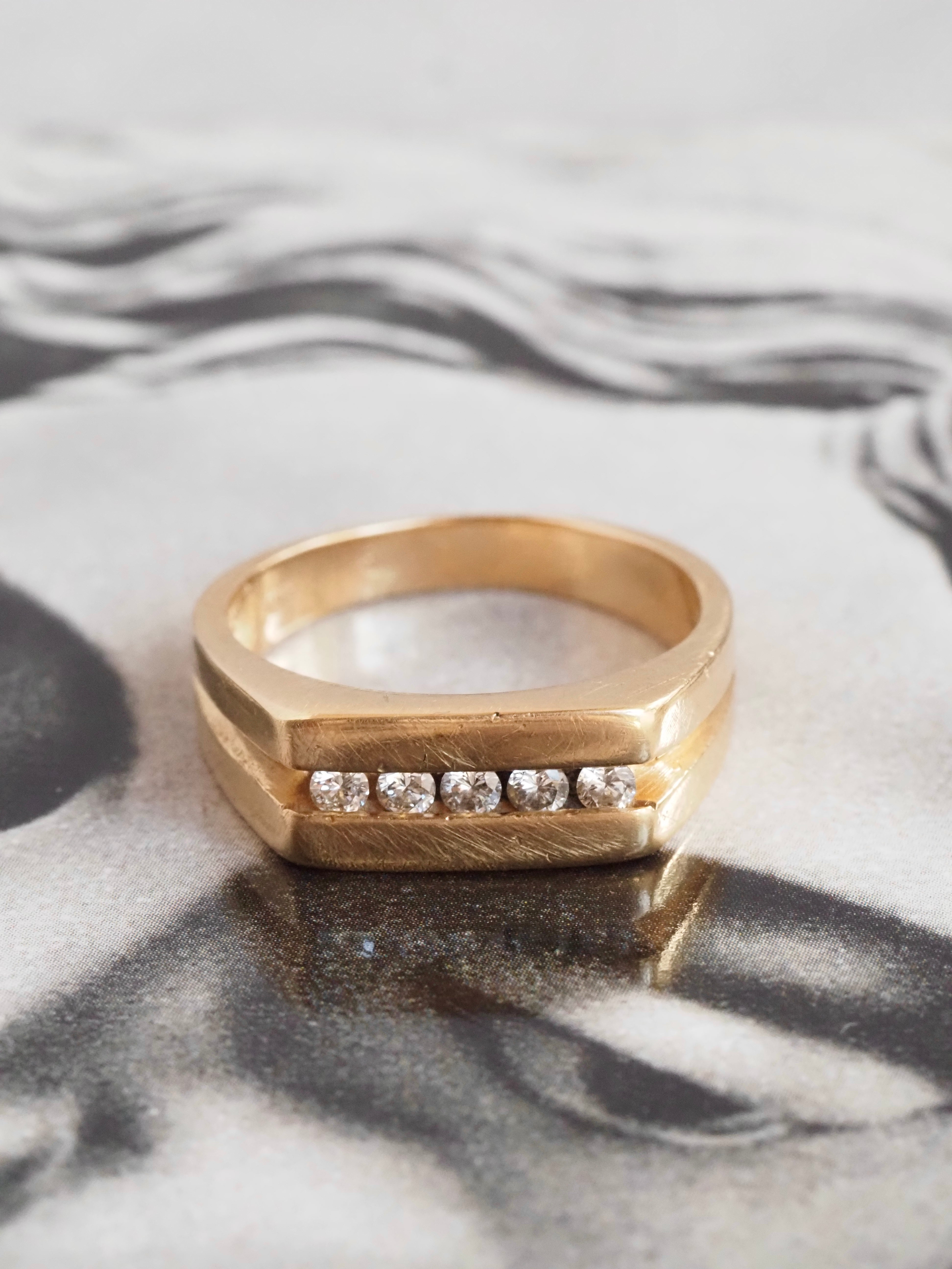 Vintage 14k Gold Channel Set Diamond Band