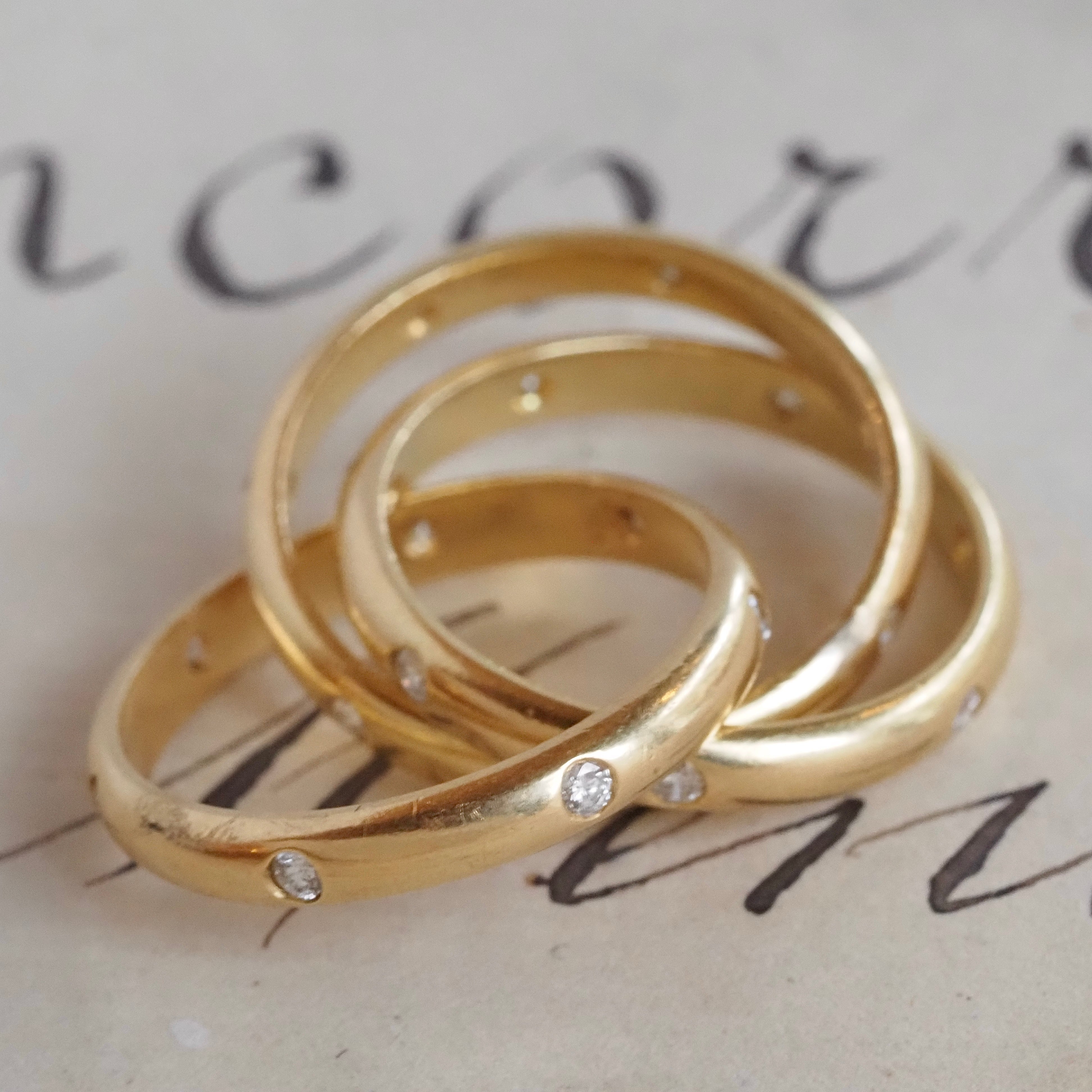 18k Gold Diamond Triple Rolling Ring