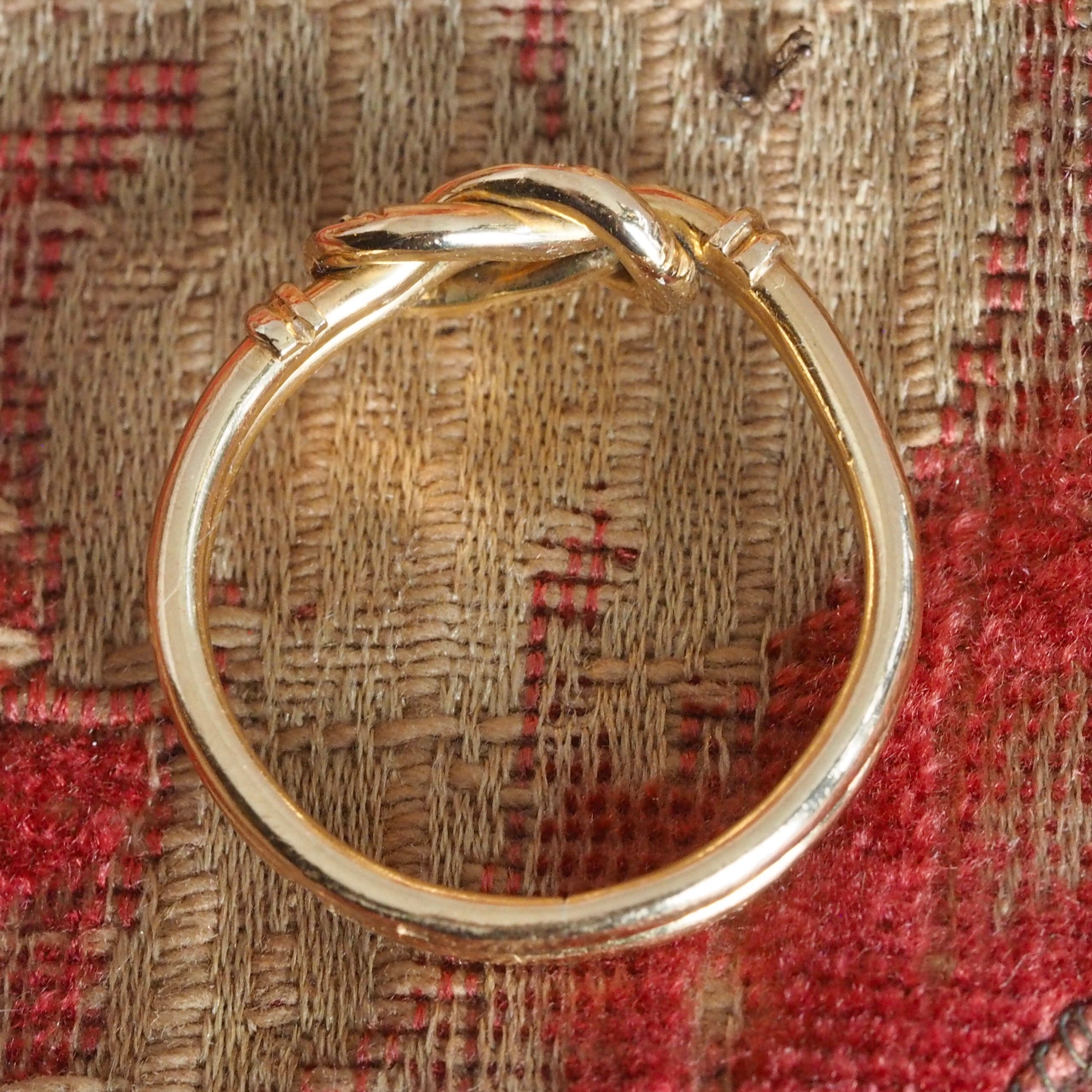 Vintage Portuguese 19k Gold Diamond Double Banded Knot Ring