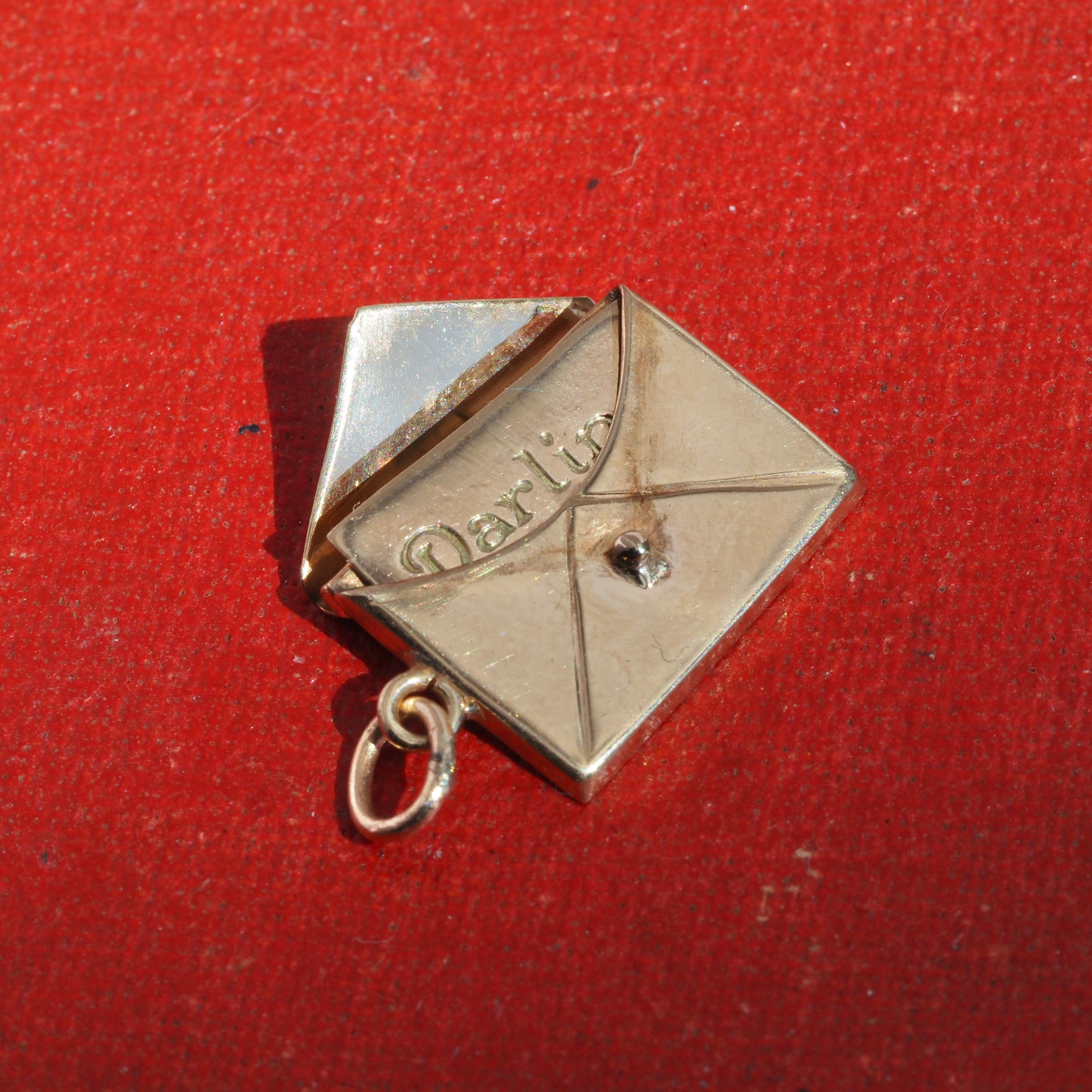 Vintage Envelope & Letter 14k Gold Charm Pendant