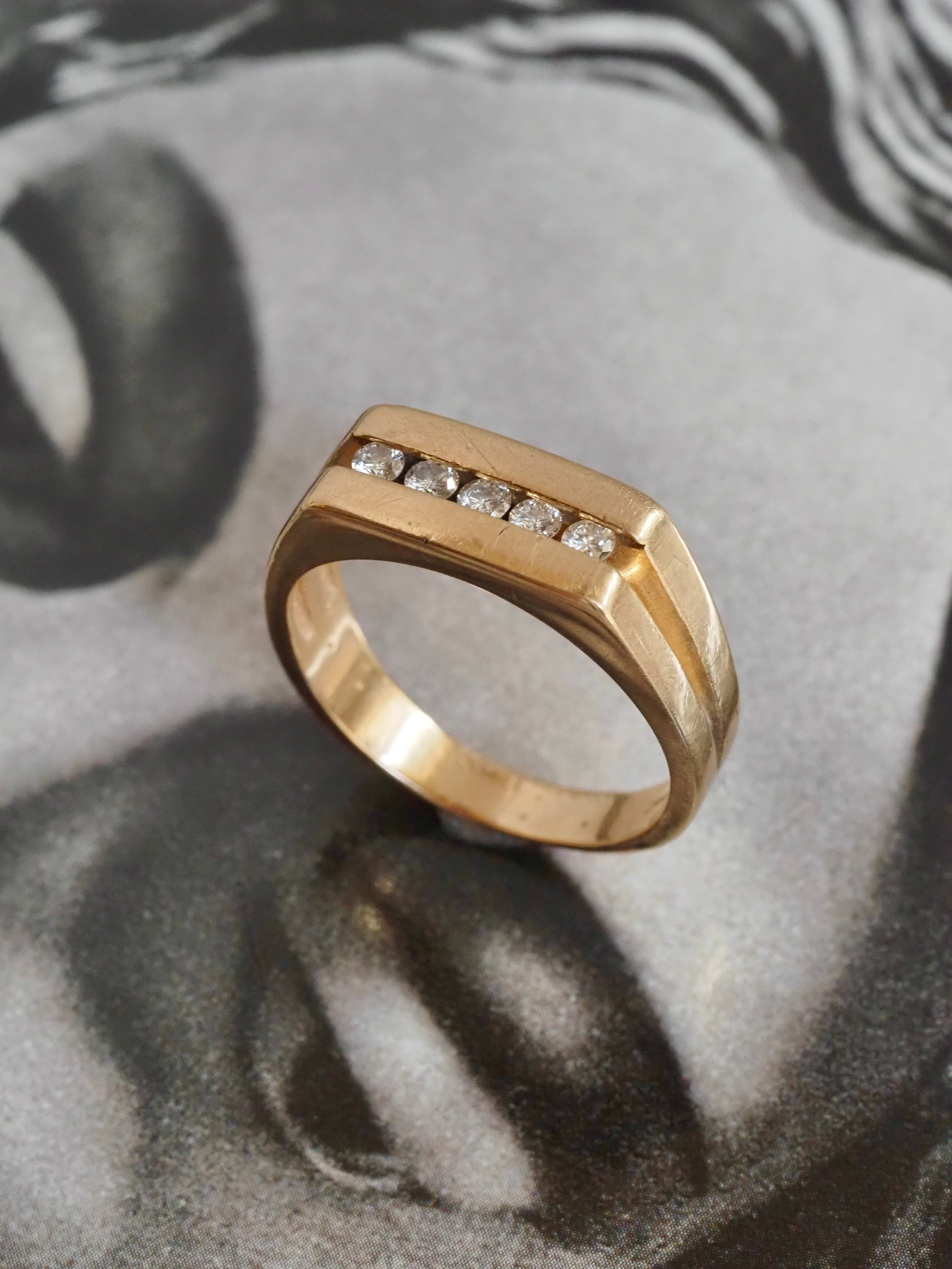Vintage 14k Gold Channel Set Diamond Band