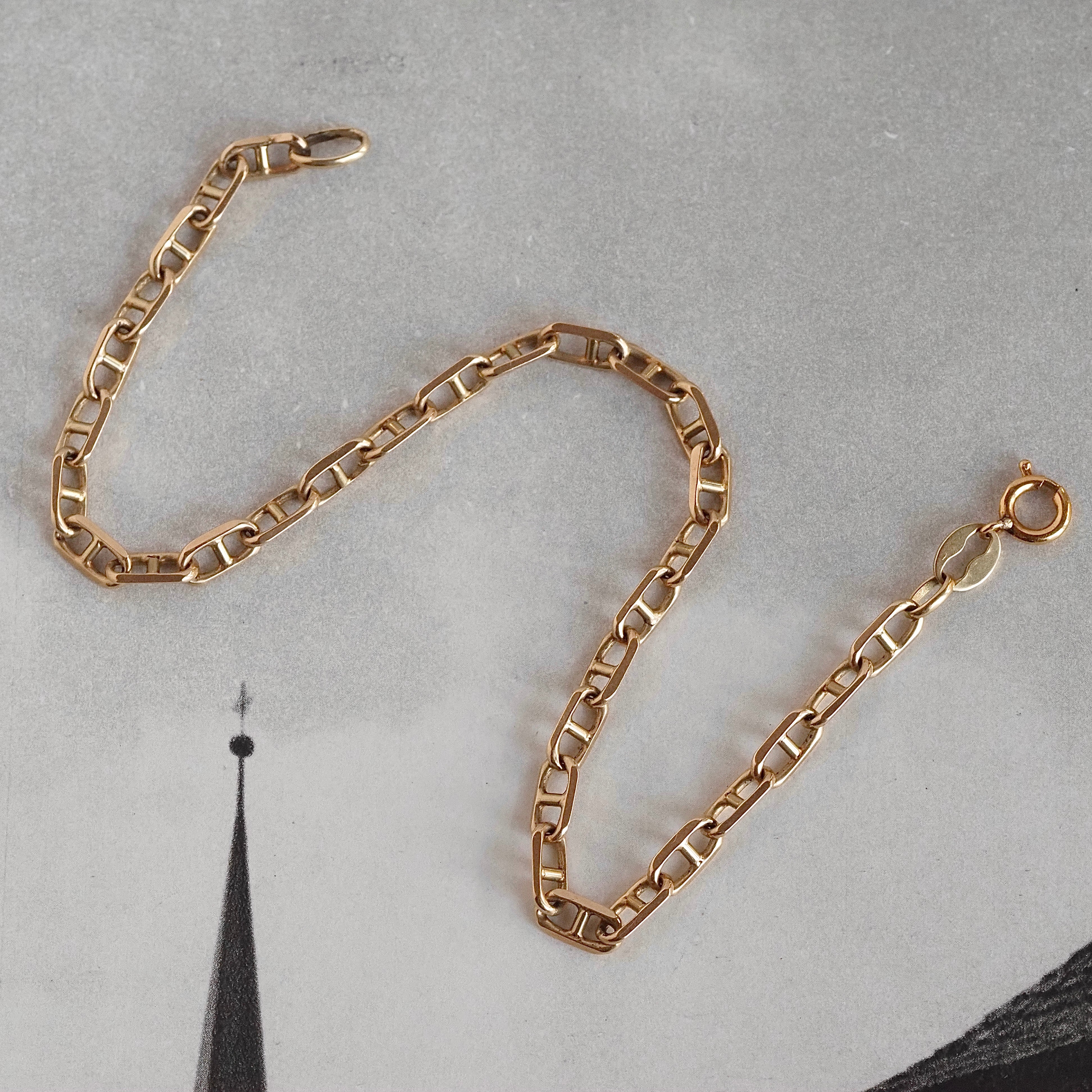 Vintage 14k Gold Mariner Link Bracelet