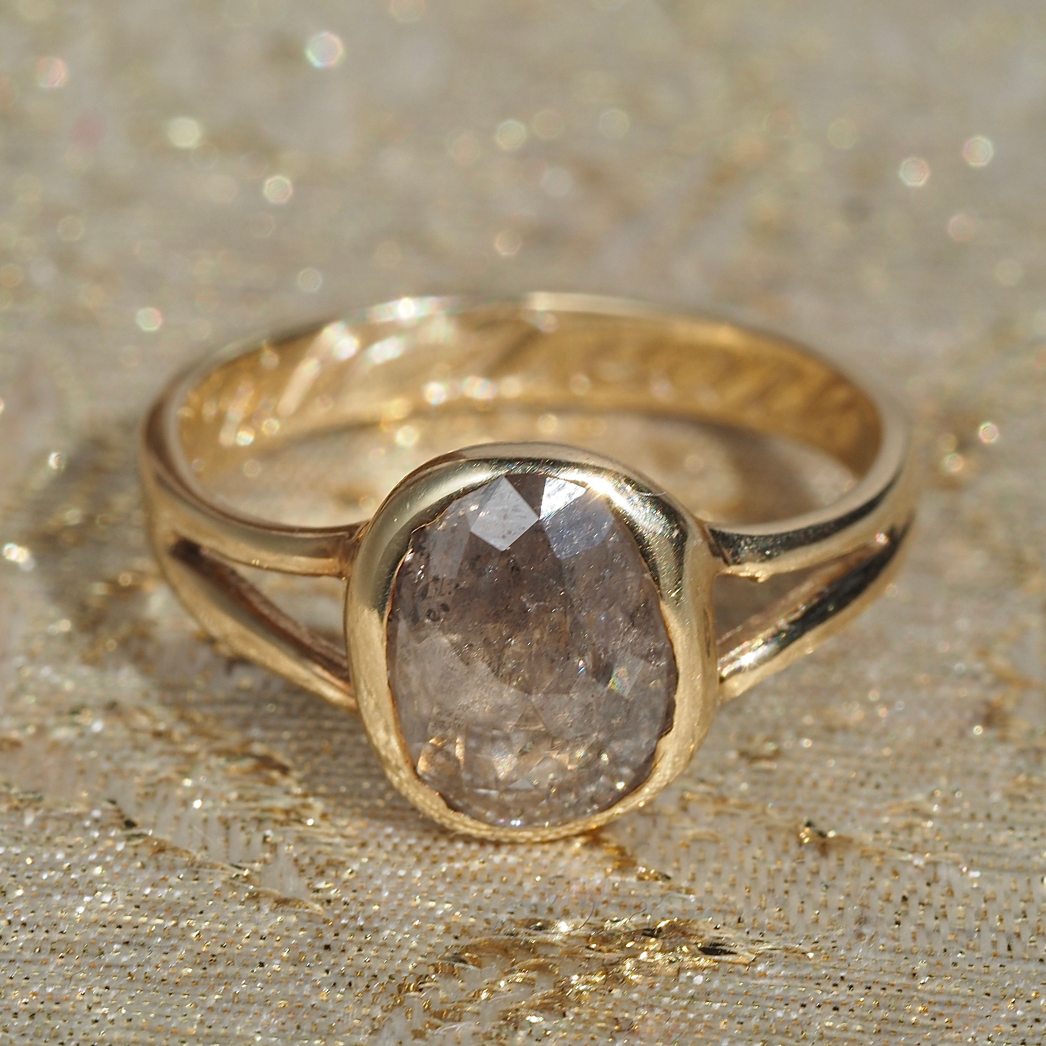 Rose Cut Diamond "Till Death" Skull 14k Gold Engagement Ring