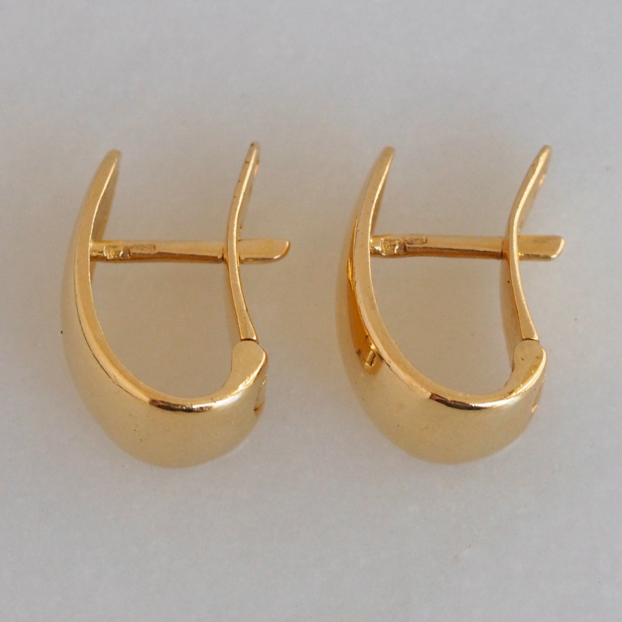 Vintage Portuguese 19k Gold Hinged Huggie Earrings