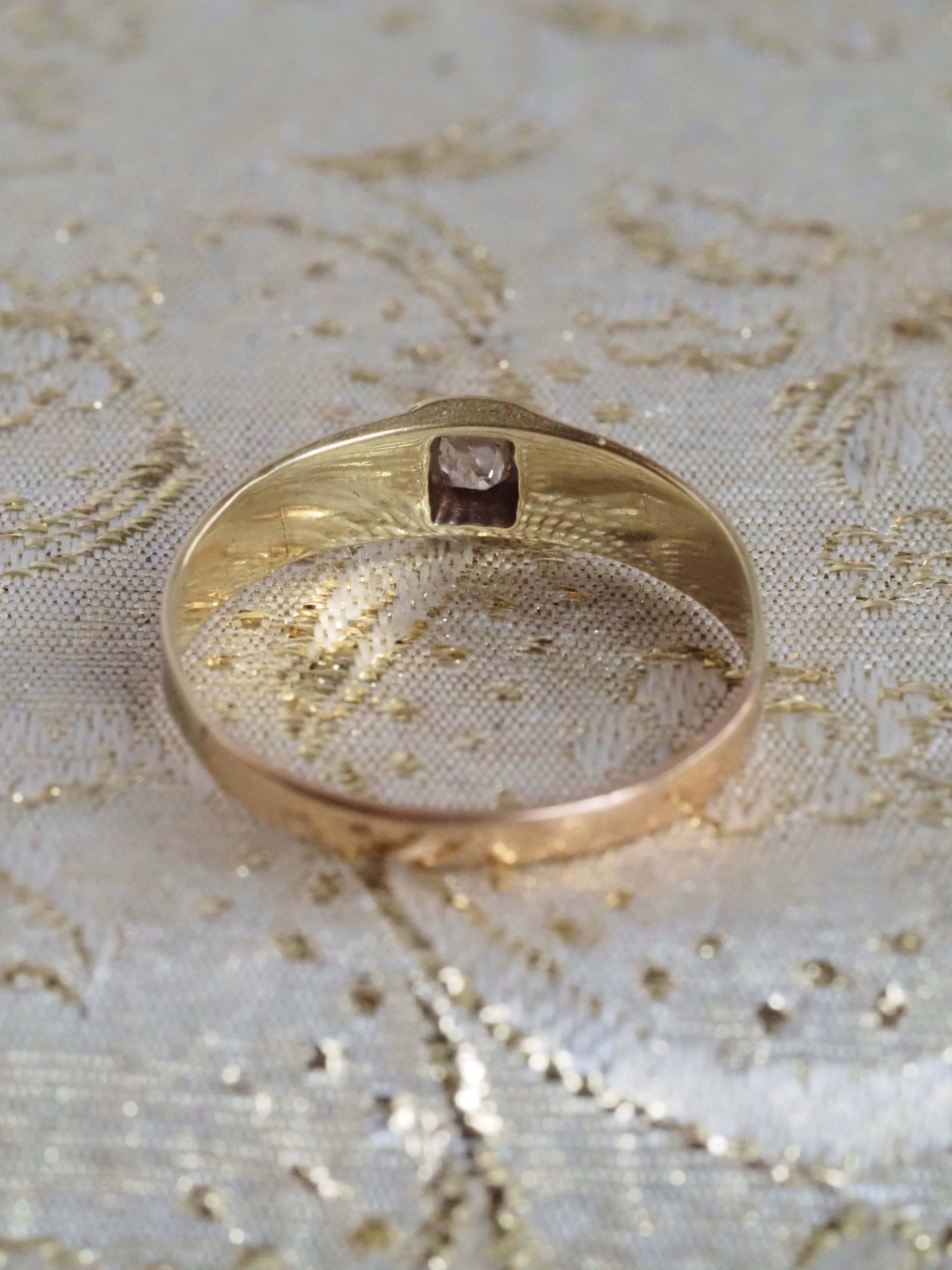 Antique 14k Gold Late 1700s Pink Peruzzi Diamond Ring