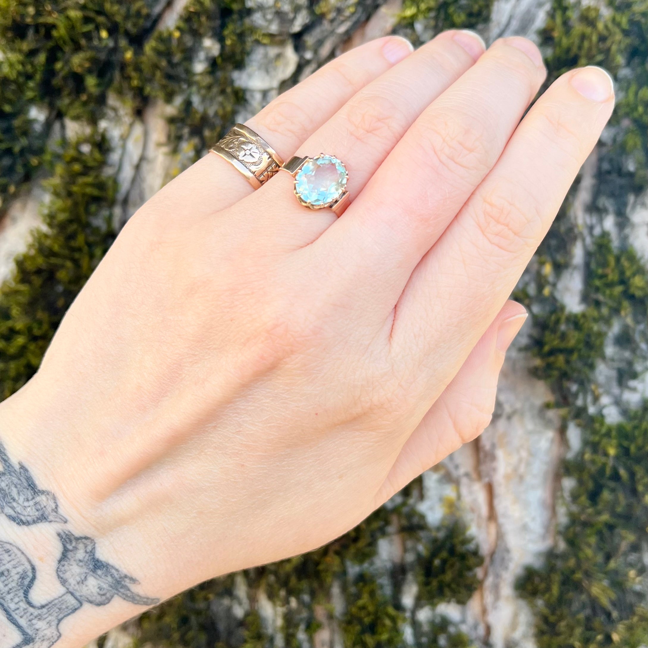 Antique Victorian 14k Gold Aquamarine Ring