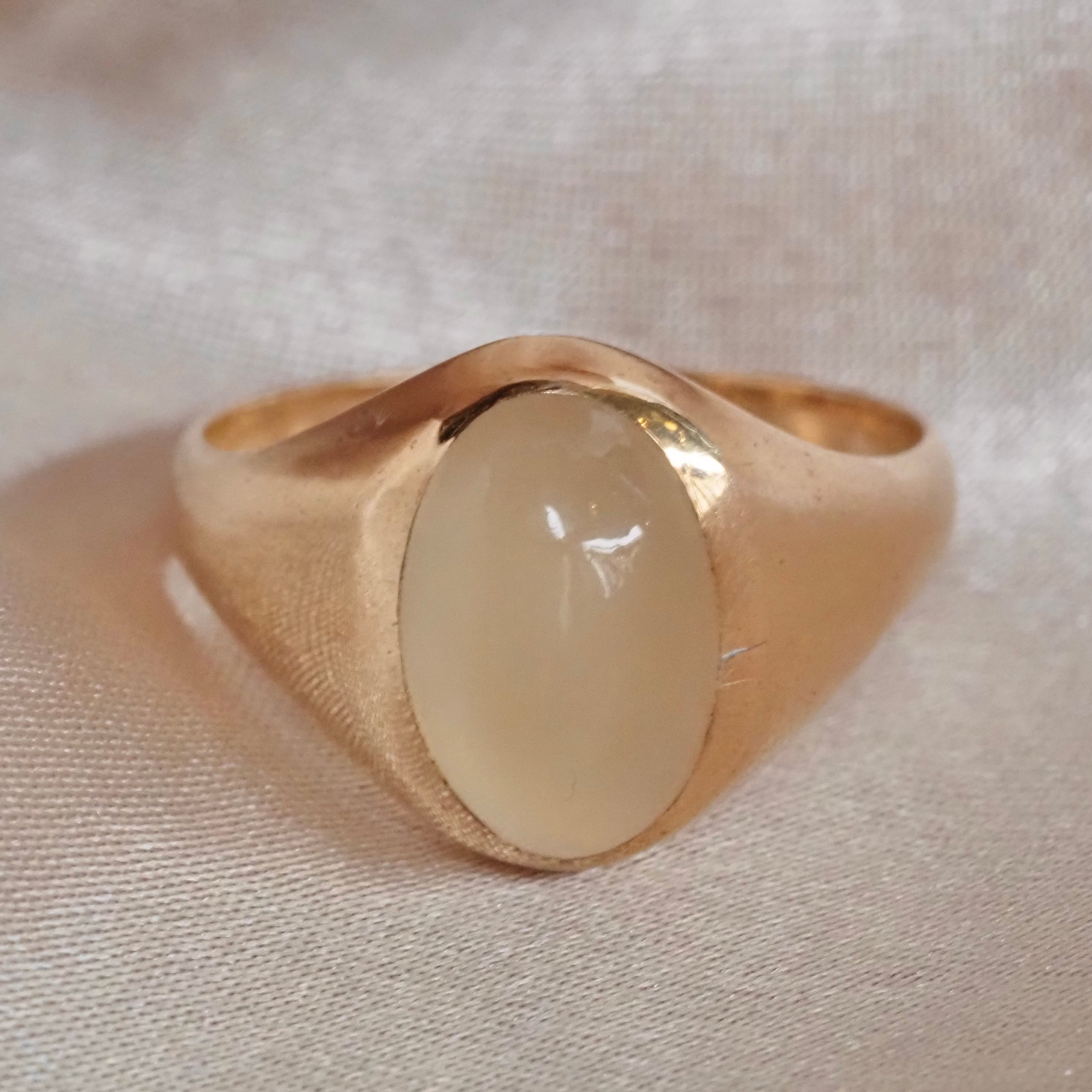 Antique Moonstone Signet 10k Gold Ring