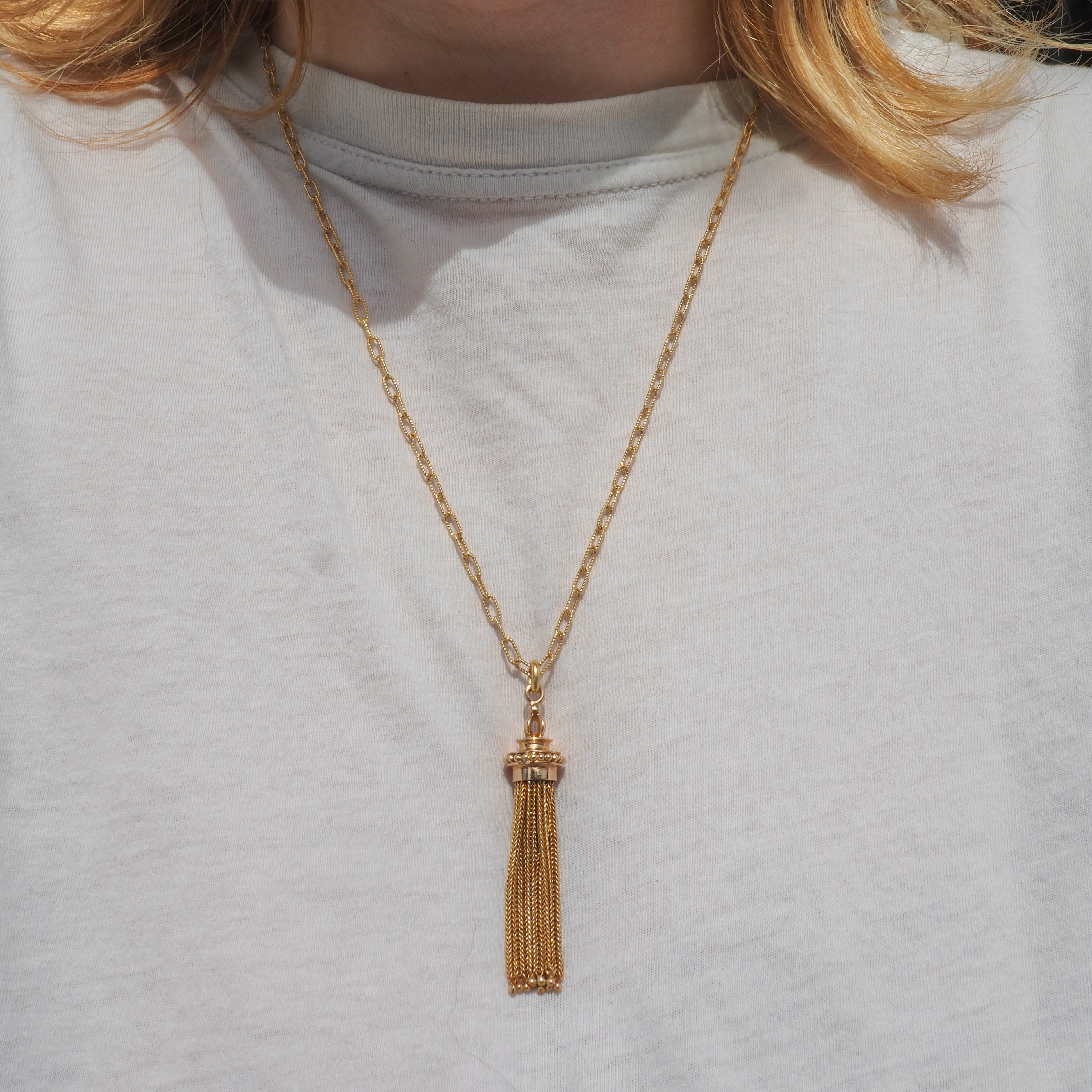 Vintage 14k Gold Tassel Pendant 18k Gold Bail