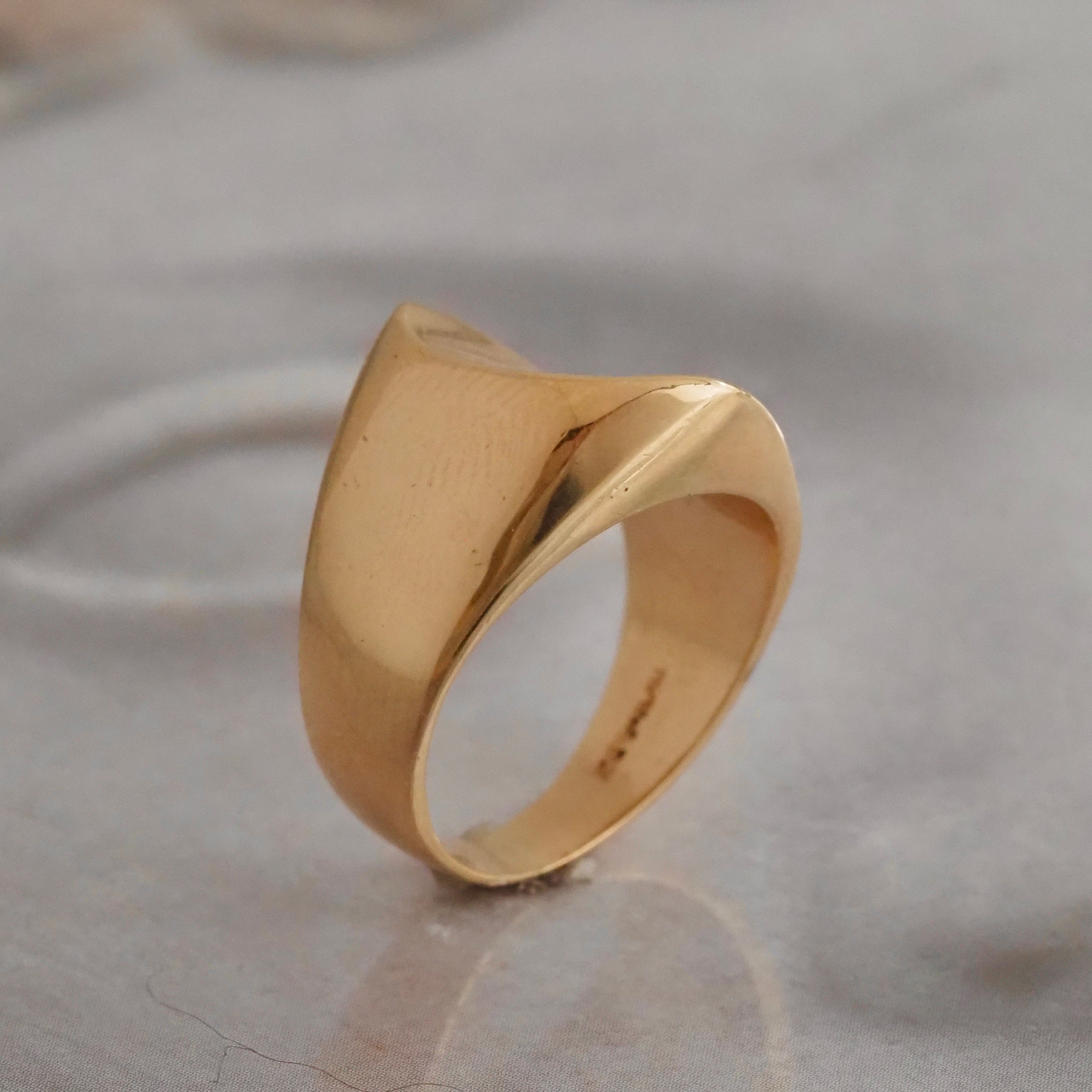 Danish Modernist 14k Gold Wave Ring