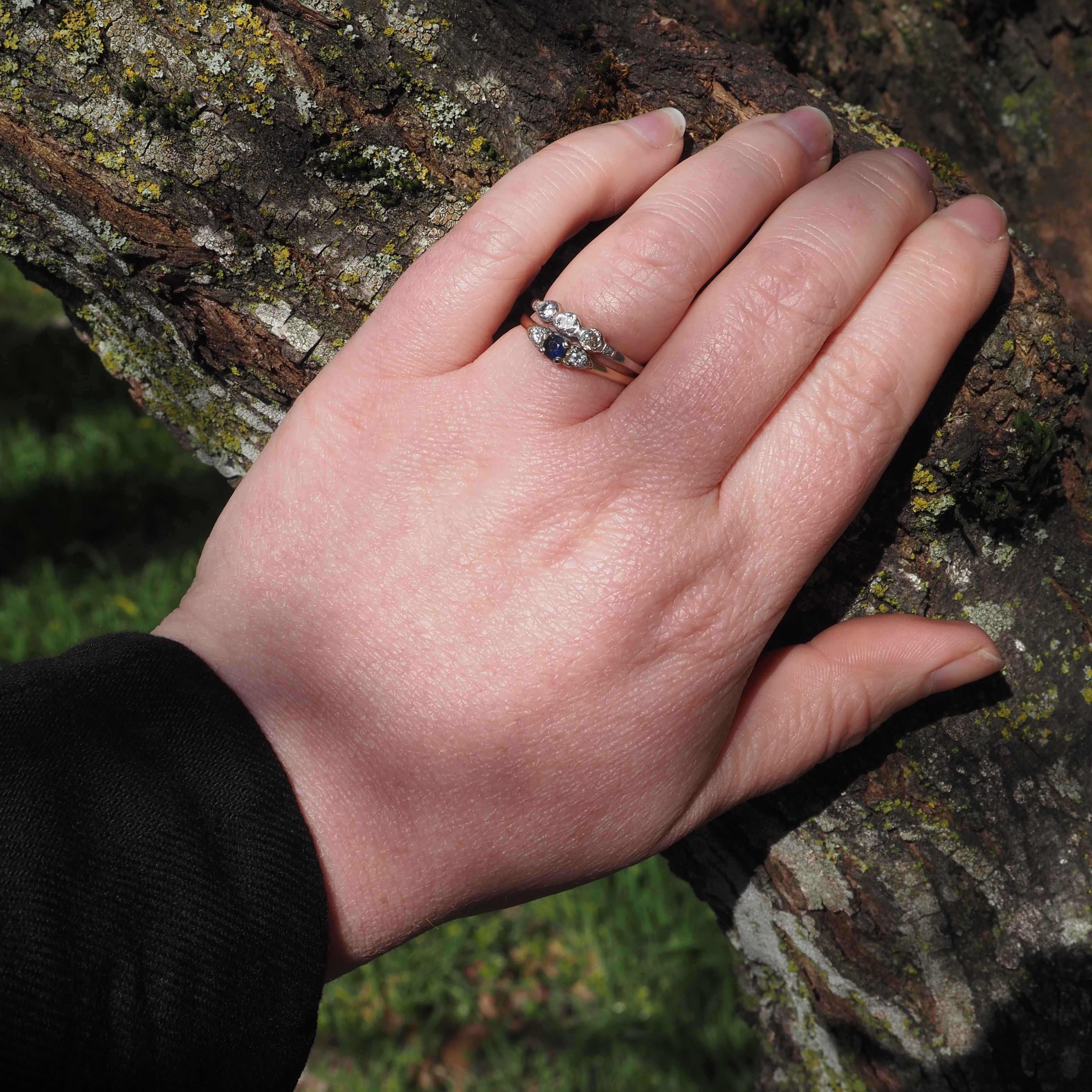 Antique Sapphire and Diamond 14k Gold Two-Tone ring