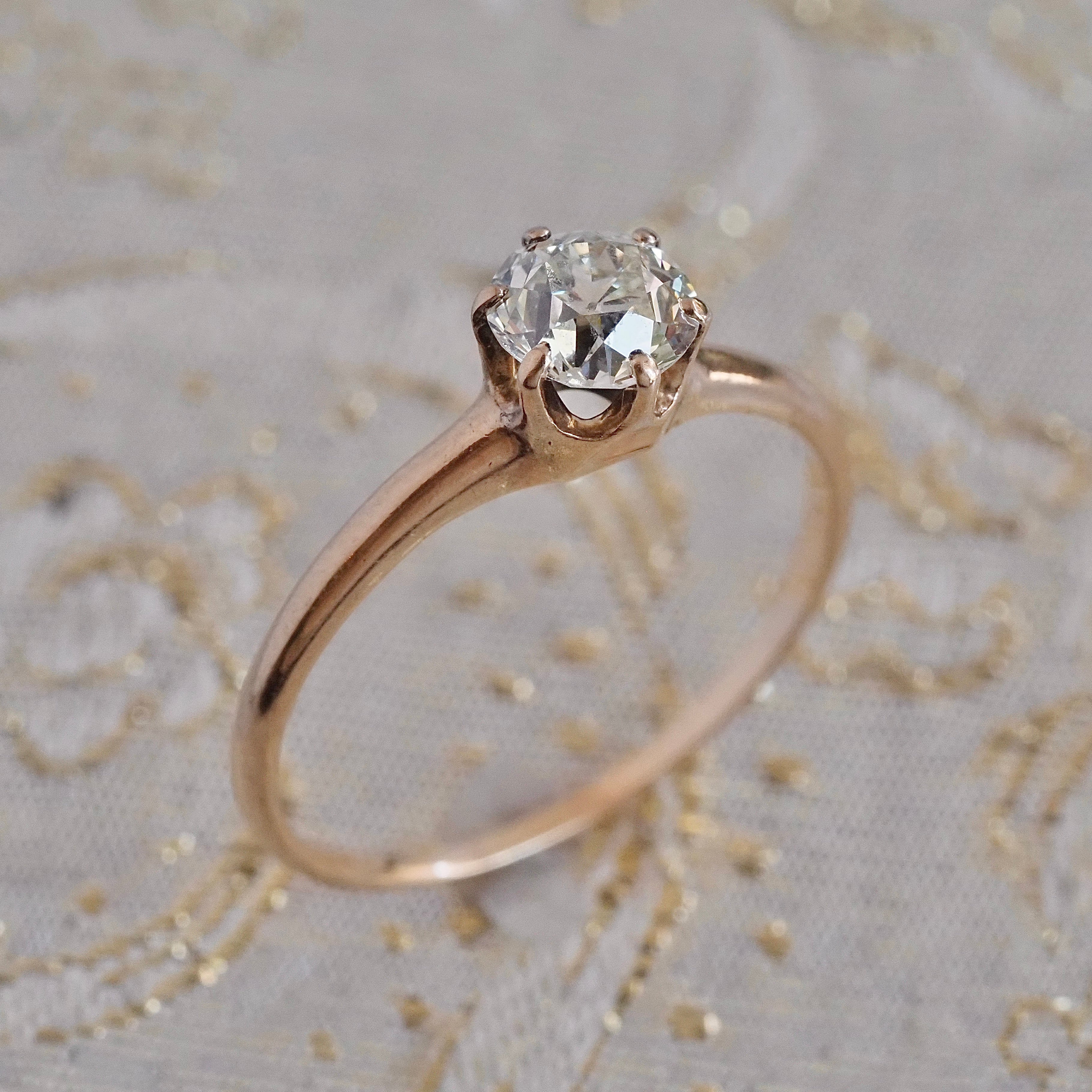 Vintage Old European Cut Diamond 14k Gold Engagement Ring