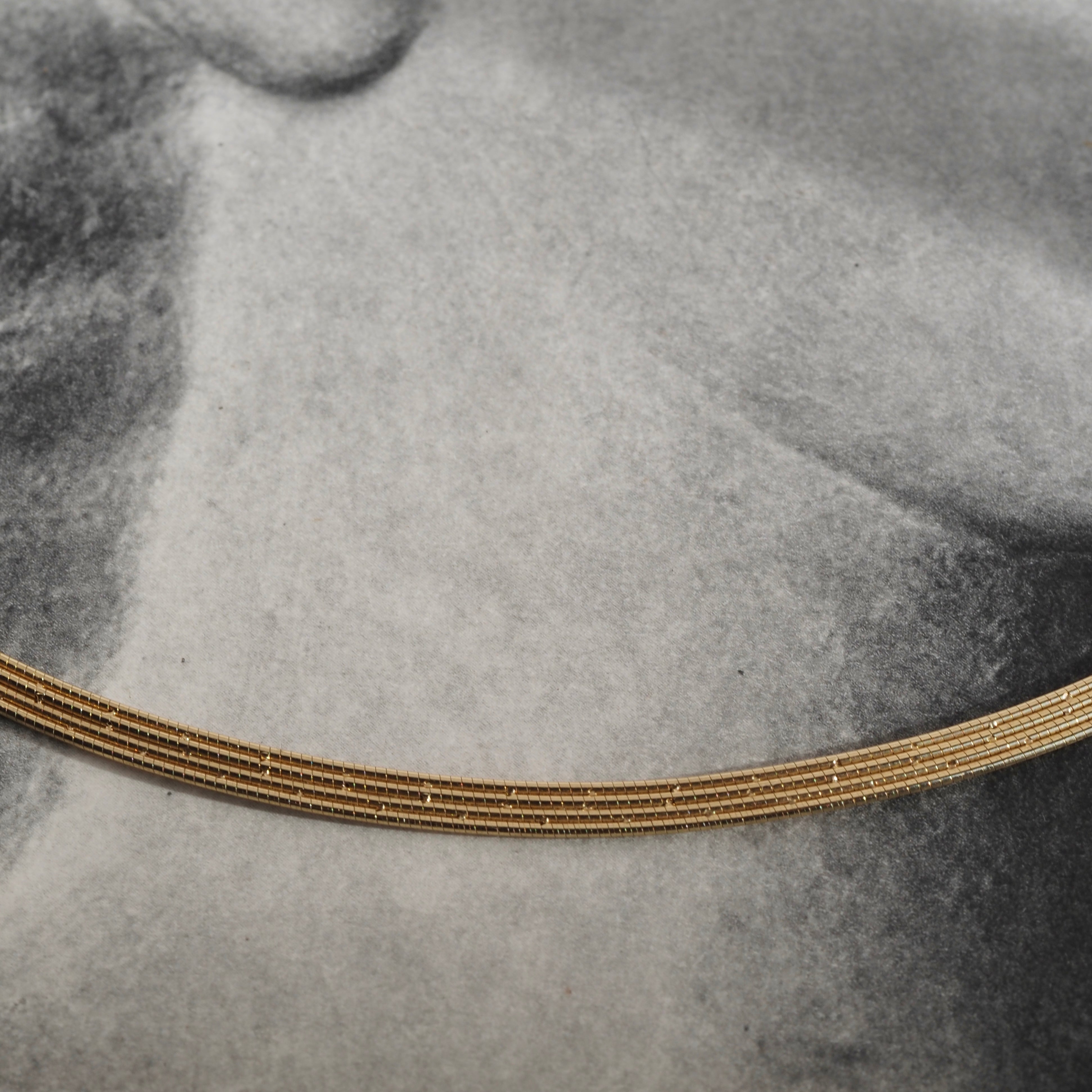 Vintage Italian Quadruple Snake Chain Collar 14k Gold Necklace