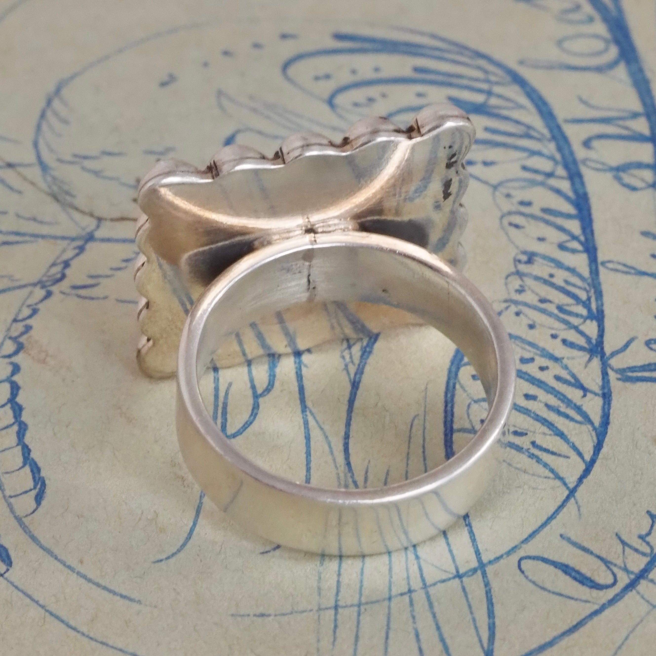 Vintage Mexican Sterling Silver Dome Grid Ring