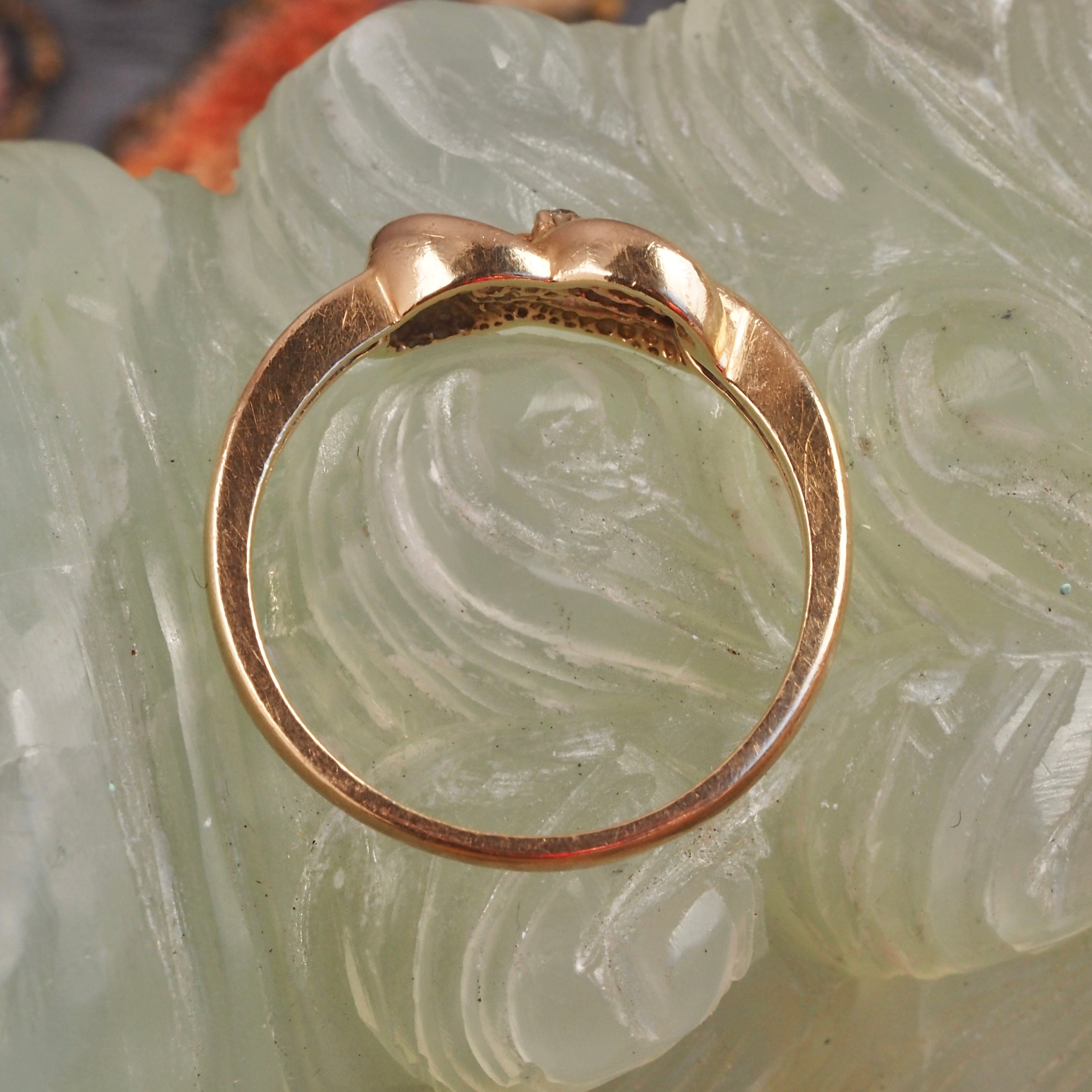 Vintage 10k Gold Tiny Diamond Knot Ring