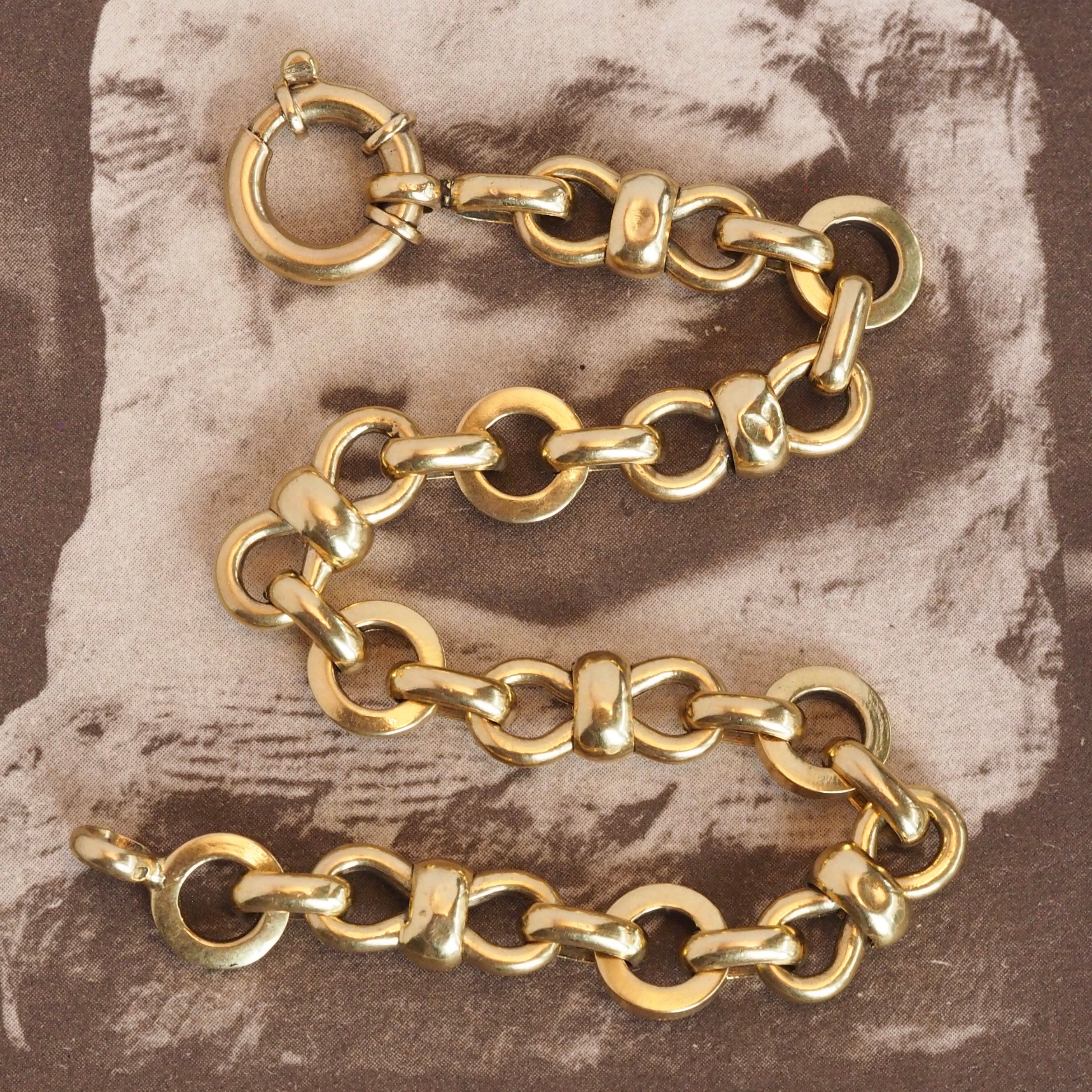 Vintage Portuguese 19k Gold Bow Tie Link Chain Bracelet