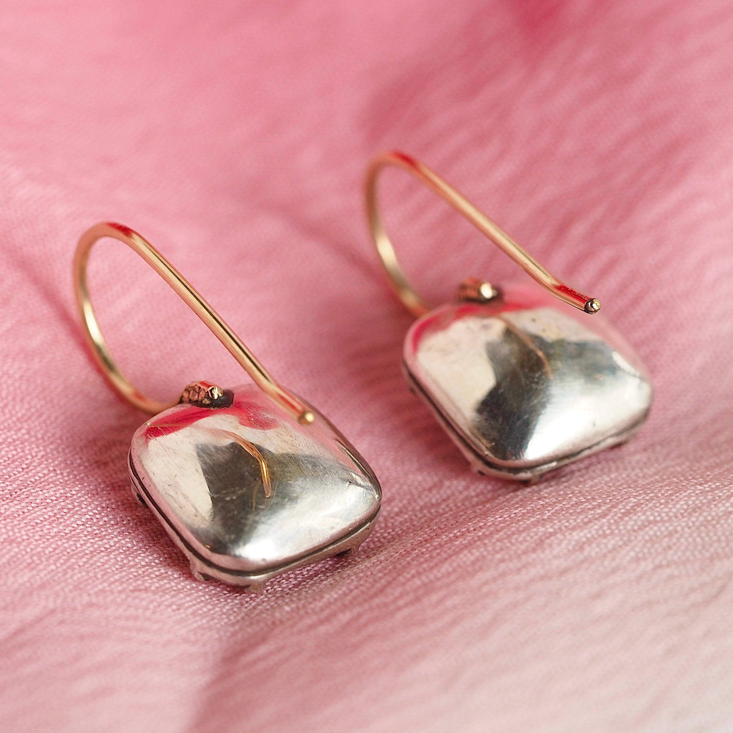 Antique Georgian Stuart Crystal Earrings with 14k Gold Wires