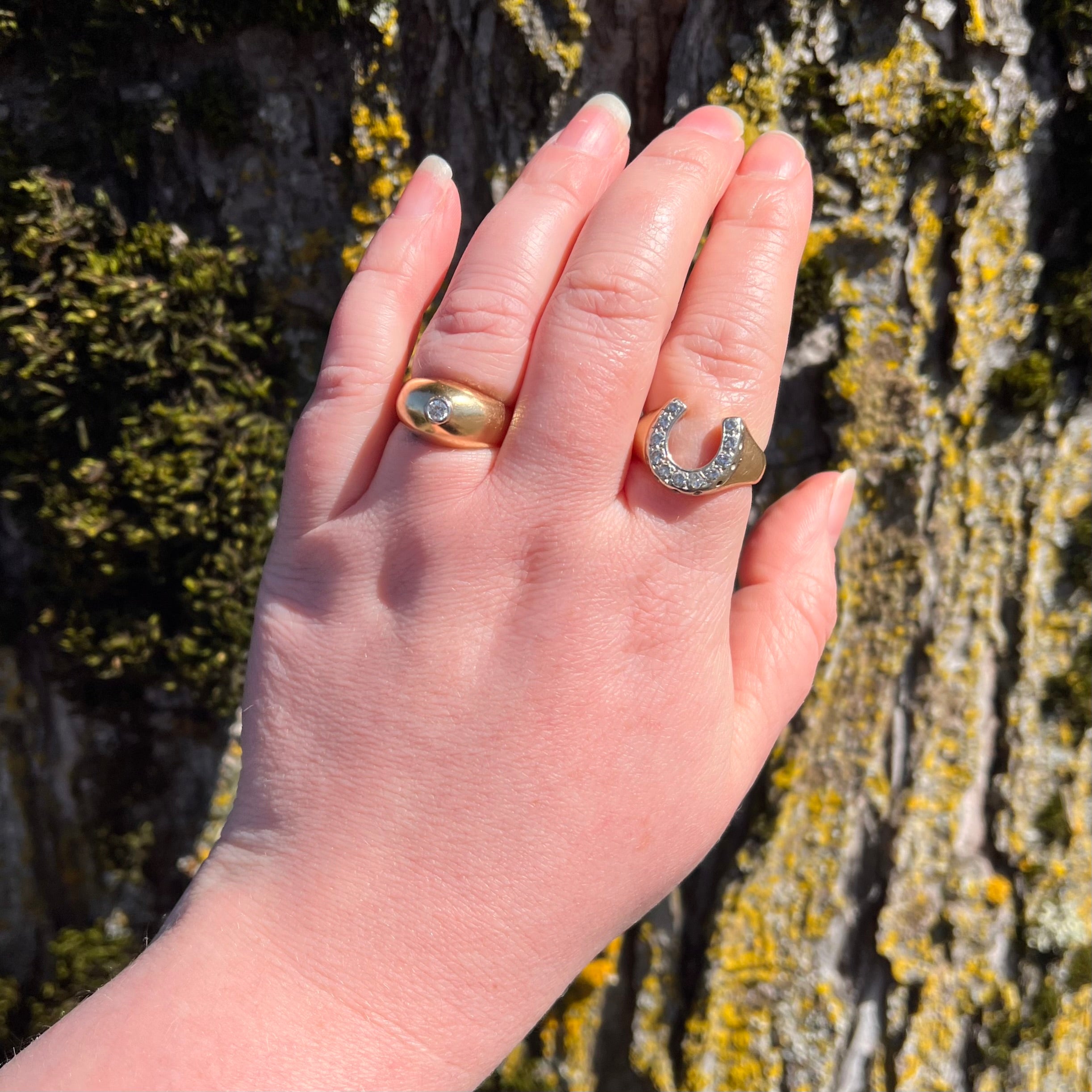 Vintage 14k Gold Diamond Horseshoe Ring