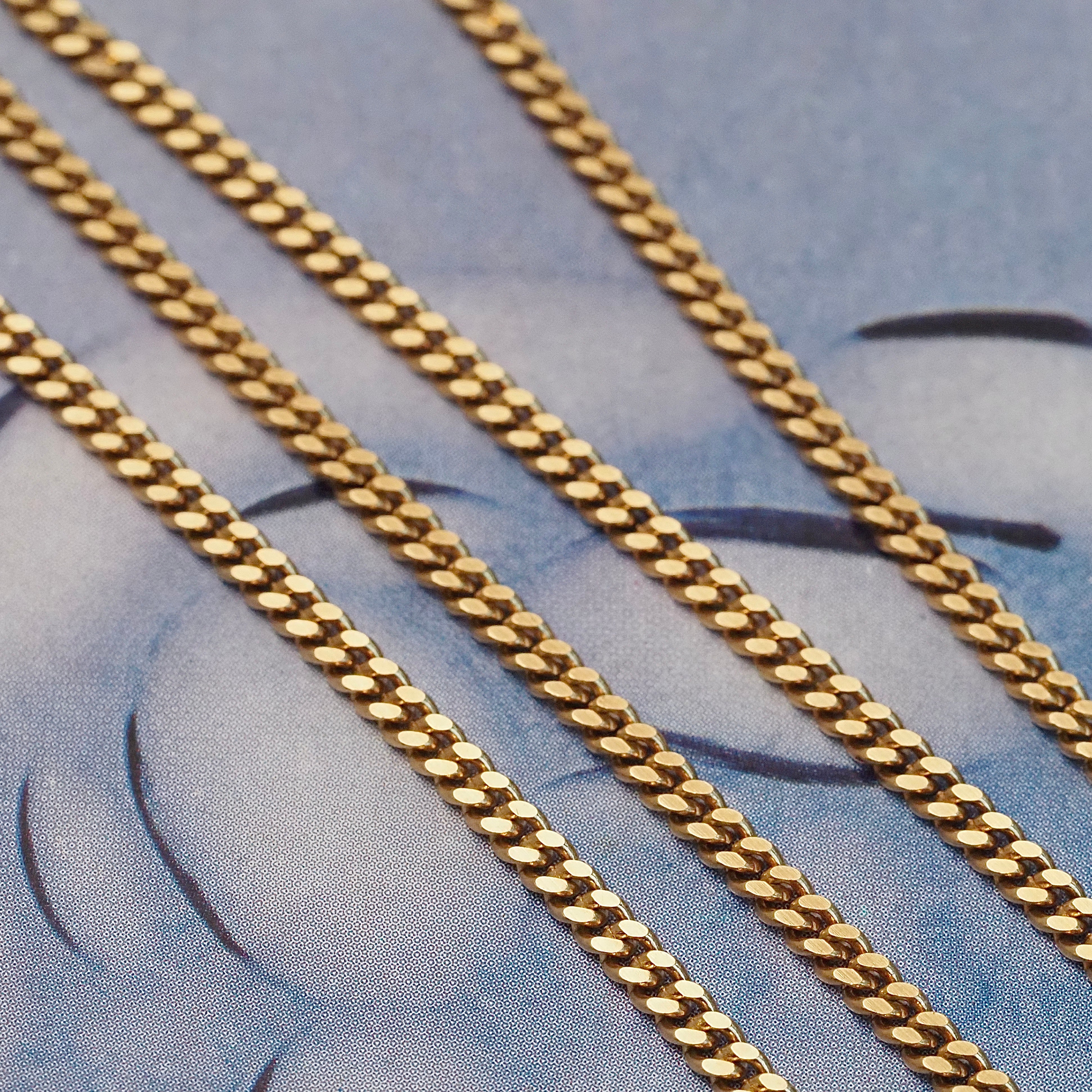 Vintage 18k Gold Cuban Curb 19.5" Solid Link Chain