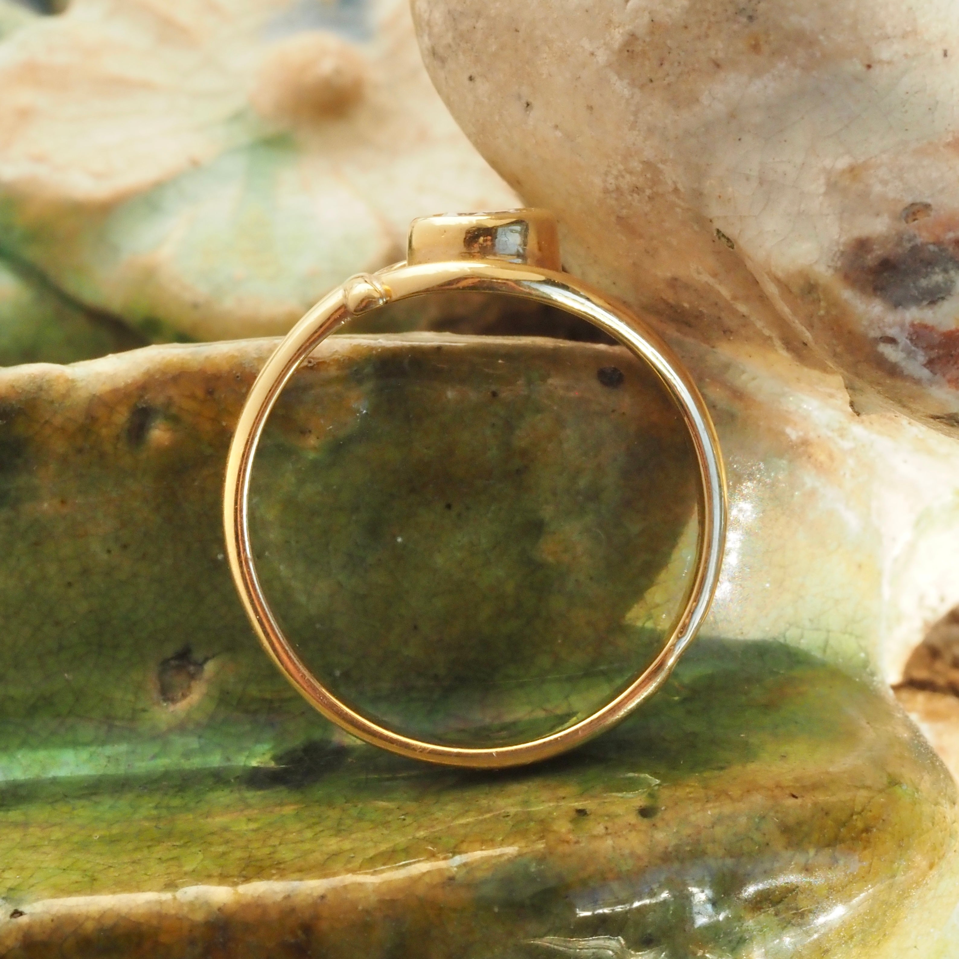Vintage Portuguese Diamond Loop 19k Gold Ring