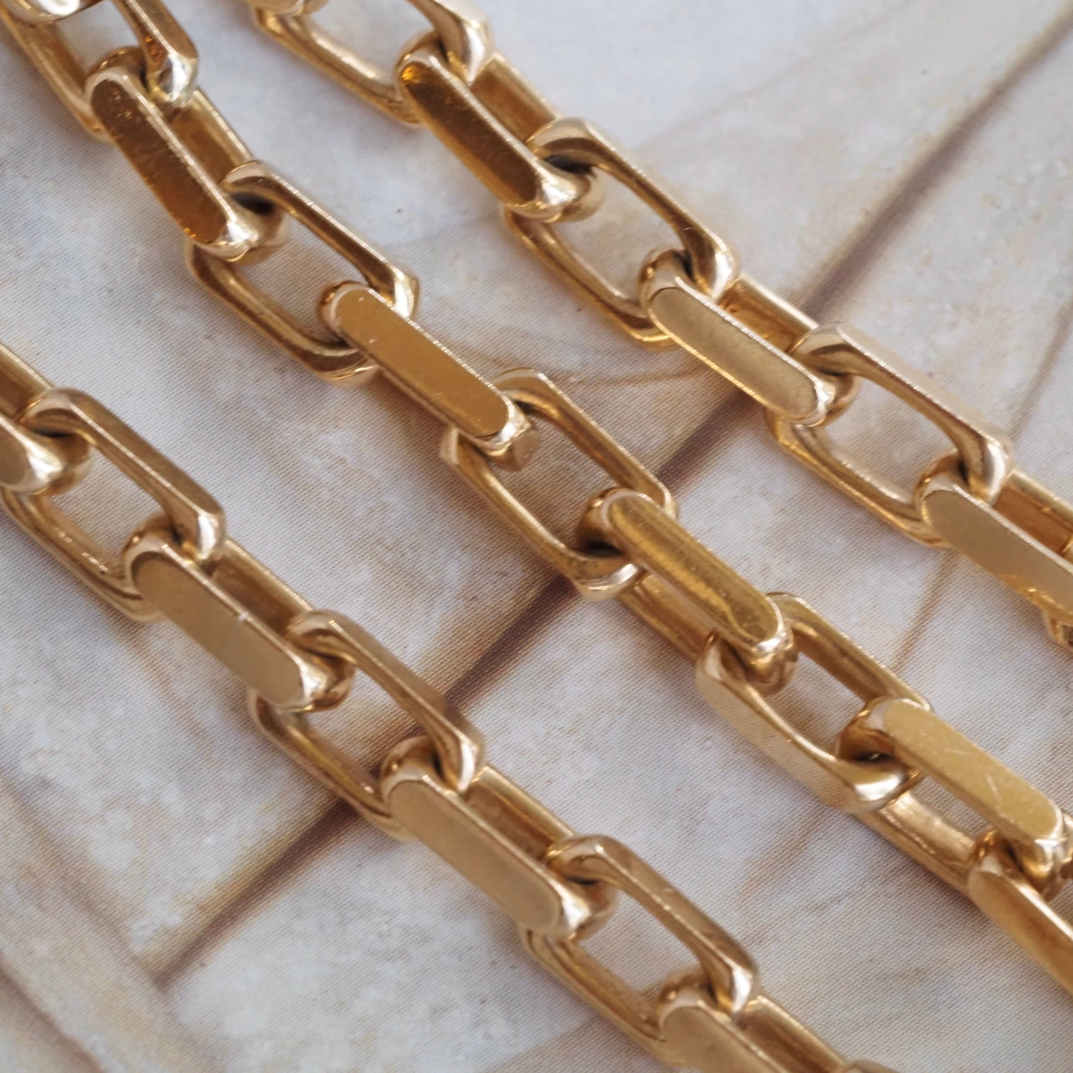 Vintage Solid Link 14k Gold Squared Oval Chain Bracelet