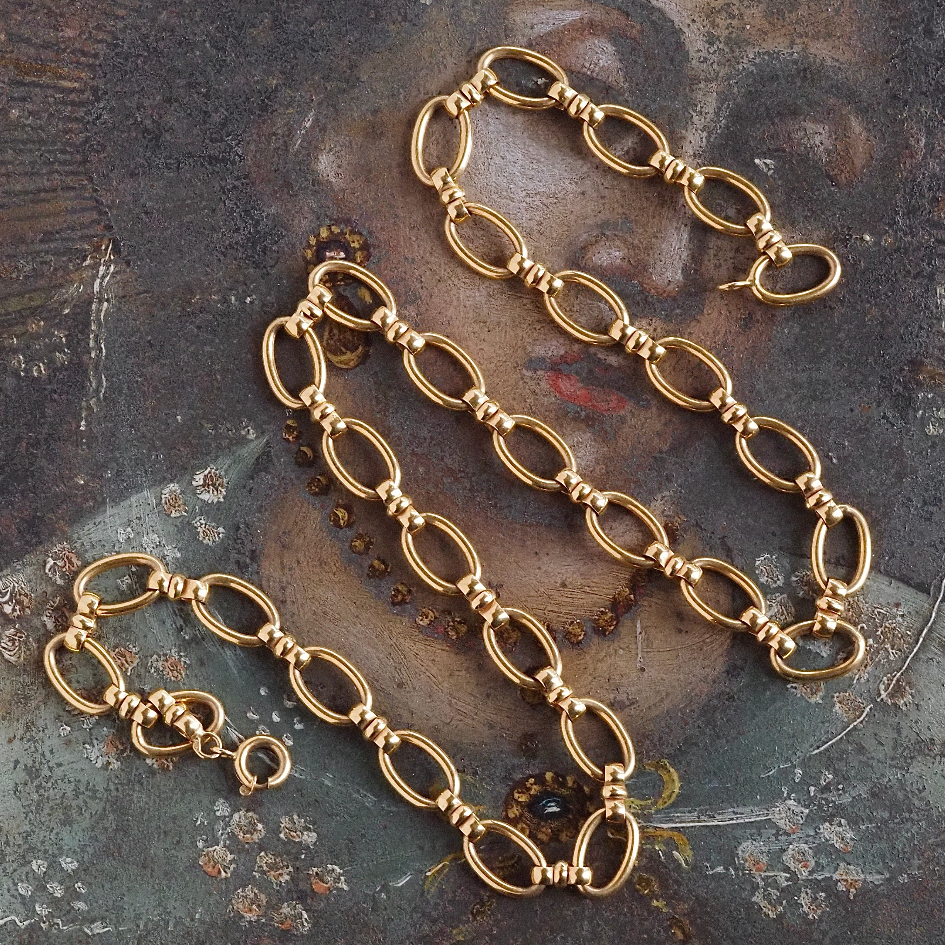 Vintage Portuguese 19k Gold Chunky Link Necklace