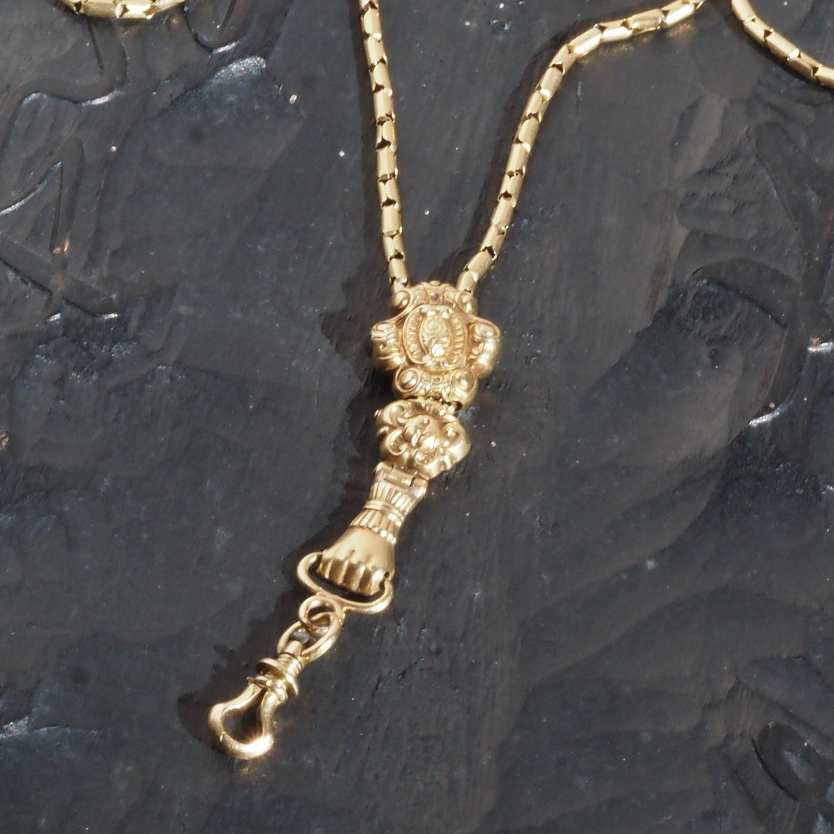 Antique c. 1837-1847 French 18k Gold Chain with Hand Swivel Clip and Slider Necklace