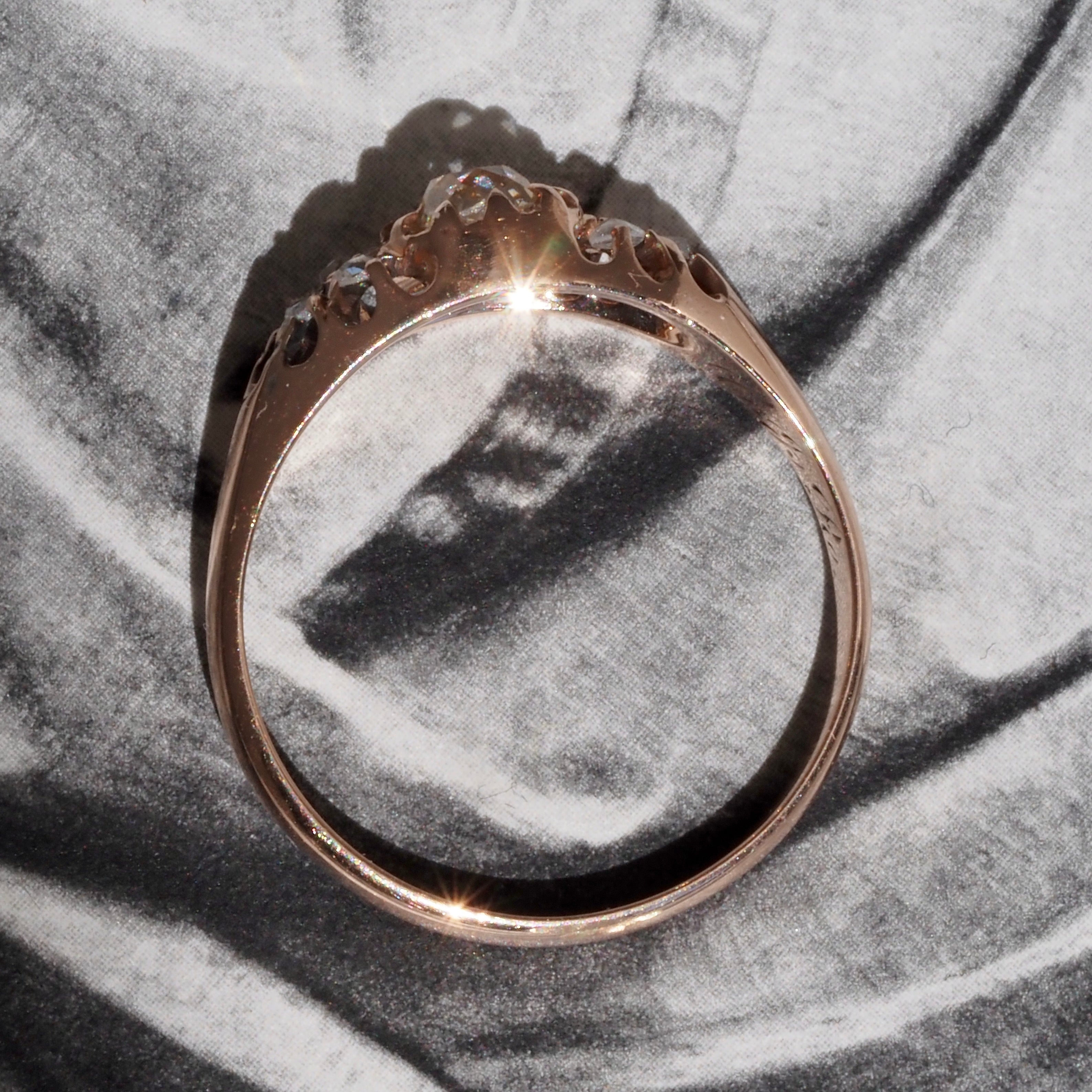 Antique Victorian Old Mine Cut and Rose Cut Diamond 10k Gold Engagement Ring