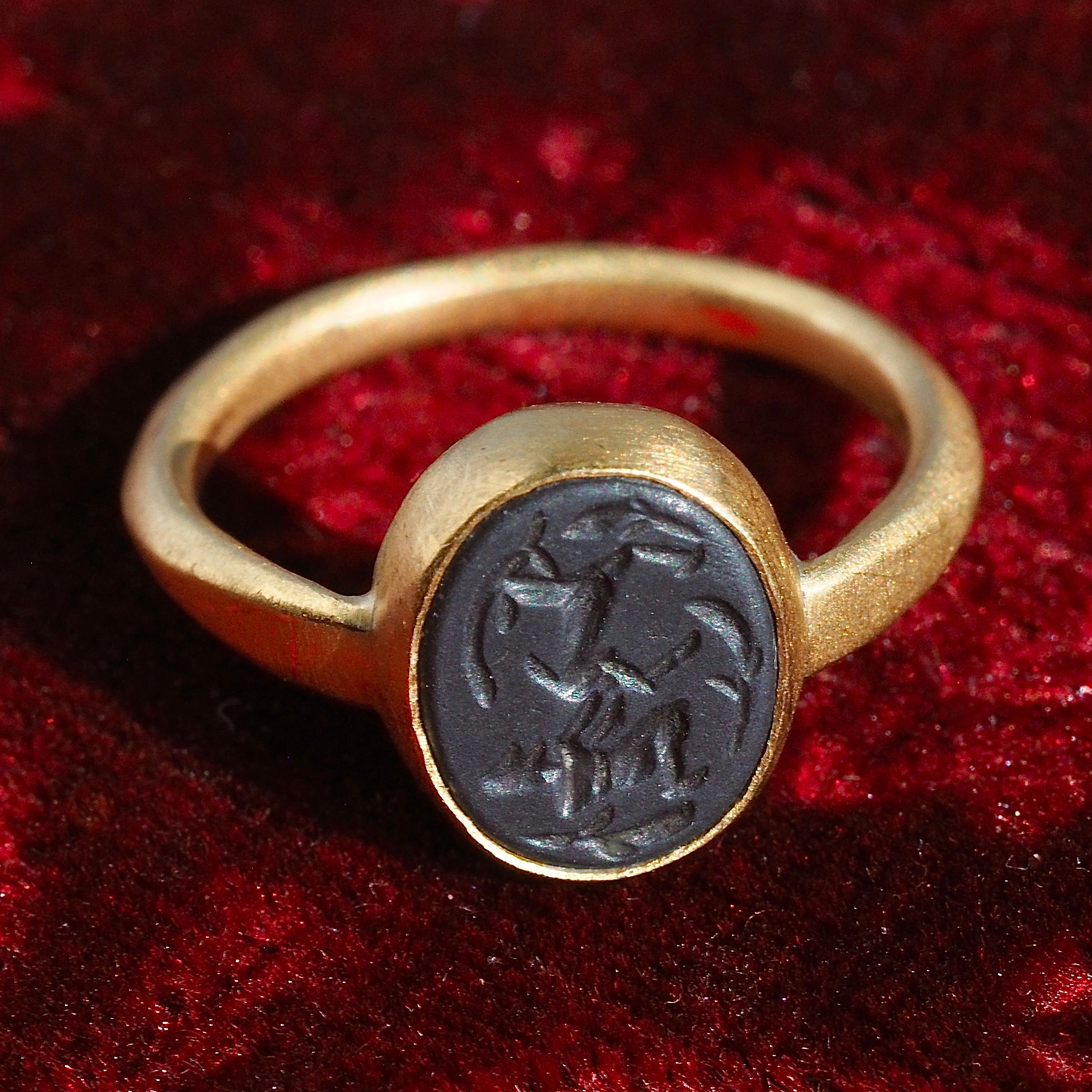 Matte 22k Gold Ceramic Intaglio Ring
